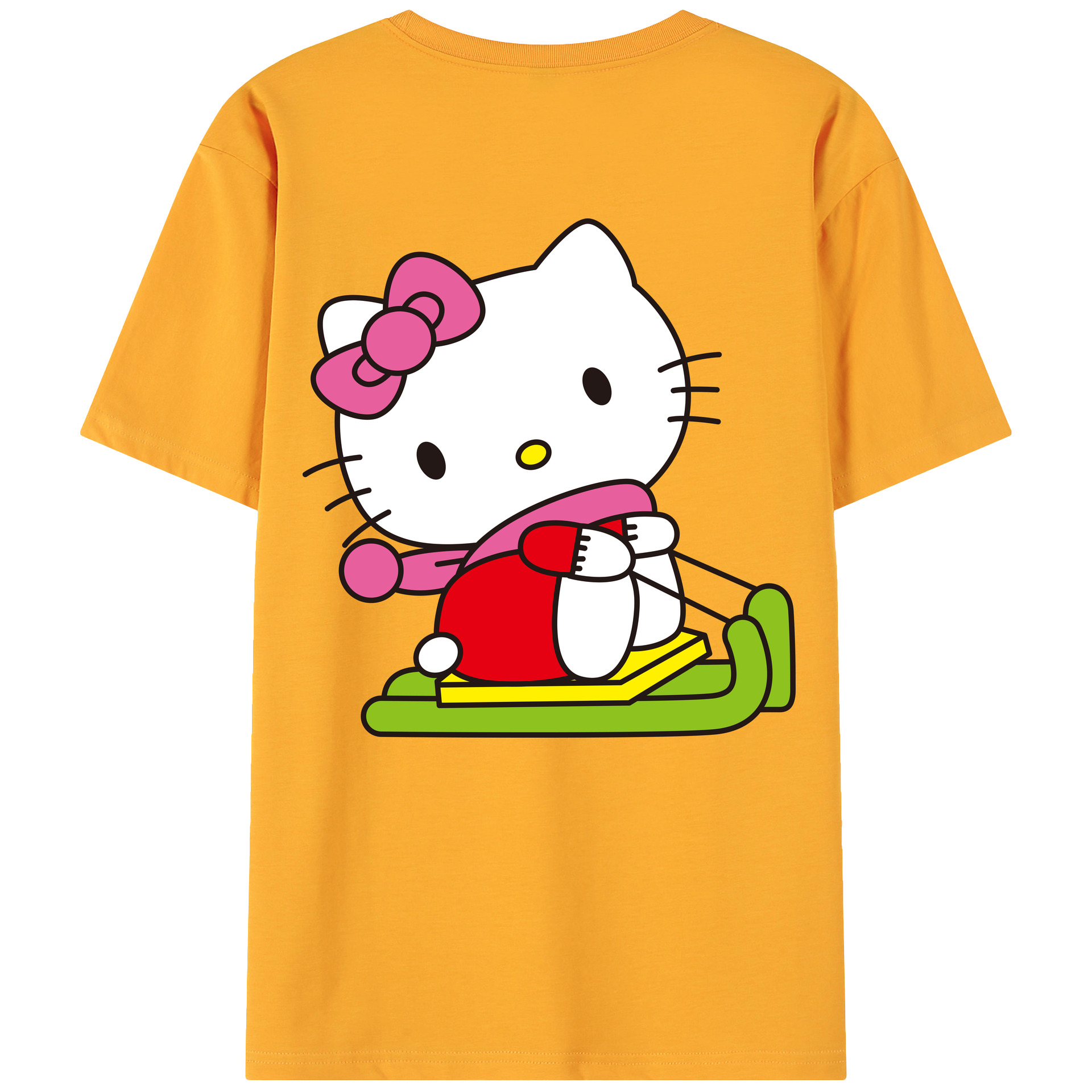 （画像用） Hello Kitty ハローキティ 綿100％ メンズ半袖Tシャツ（バックプリント） 通気性