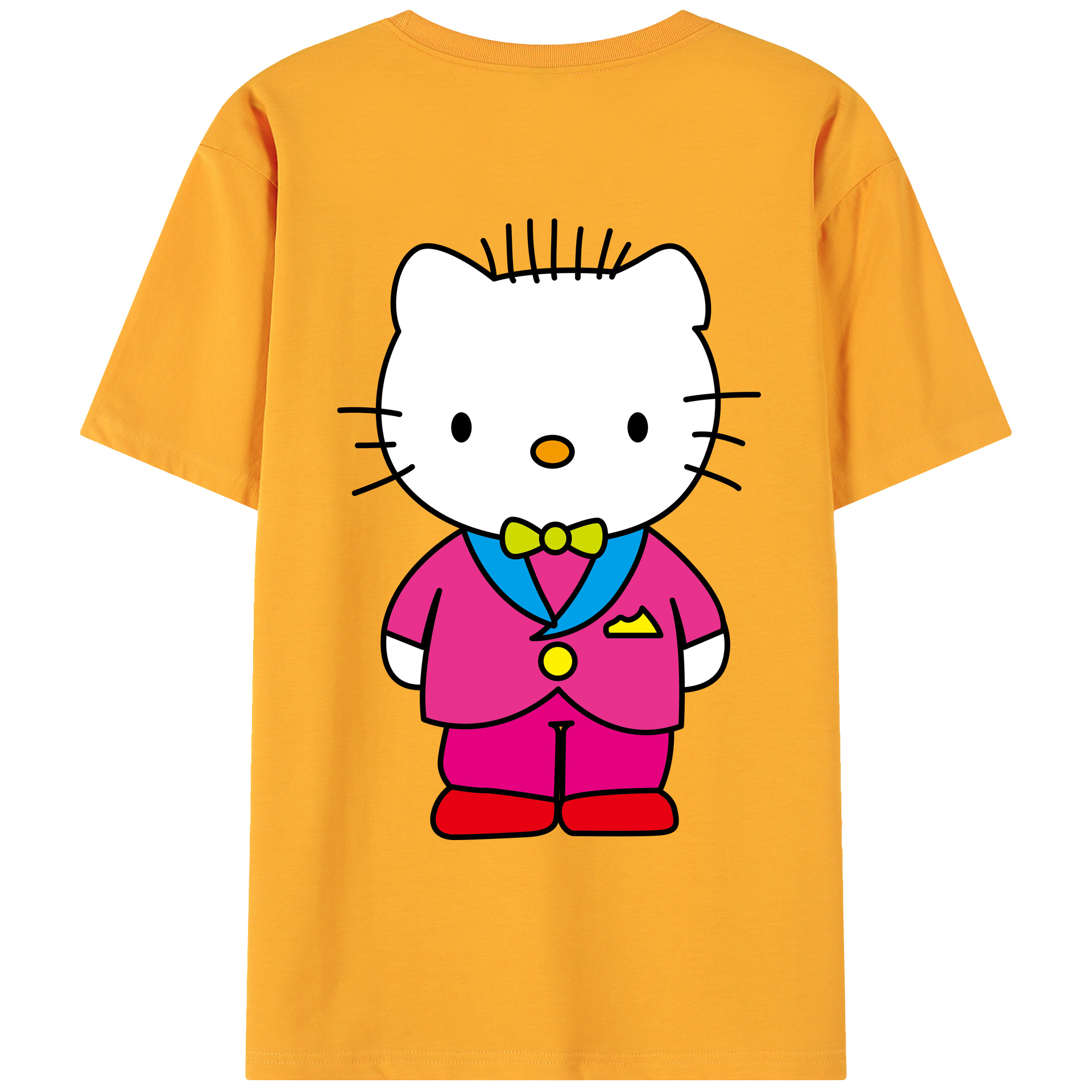 （画像用） Hello Kitty ハローキティ 綿100％ メンズ半袖Tシャツ（バックプリント） 通気性