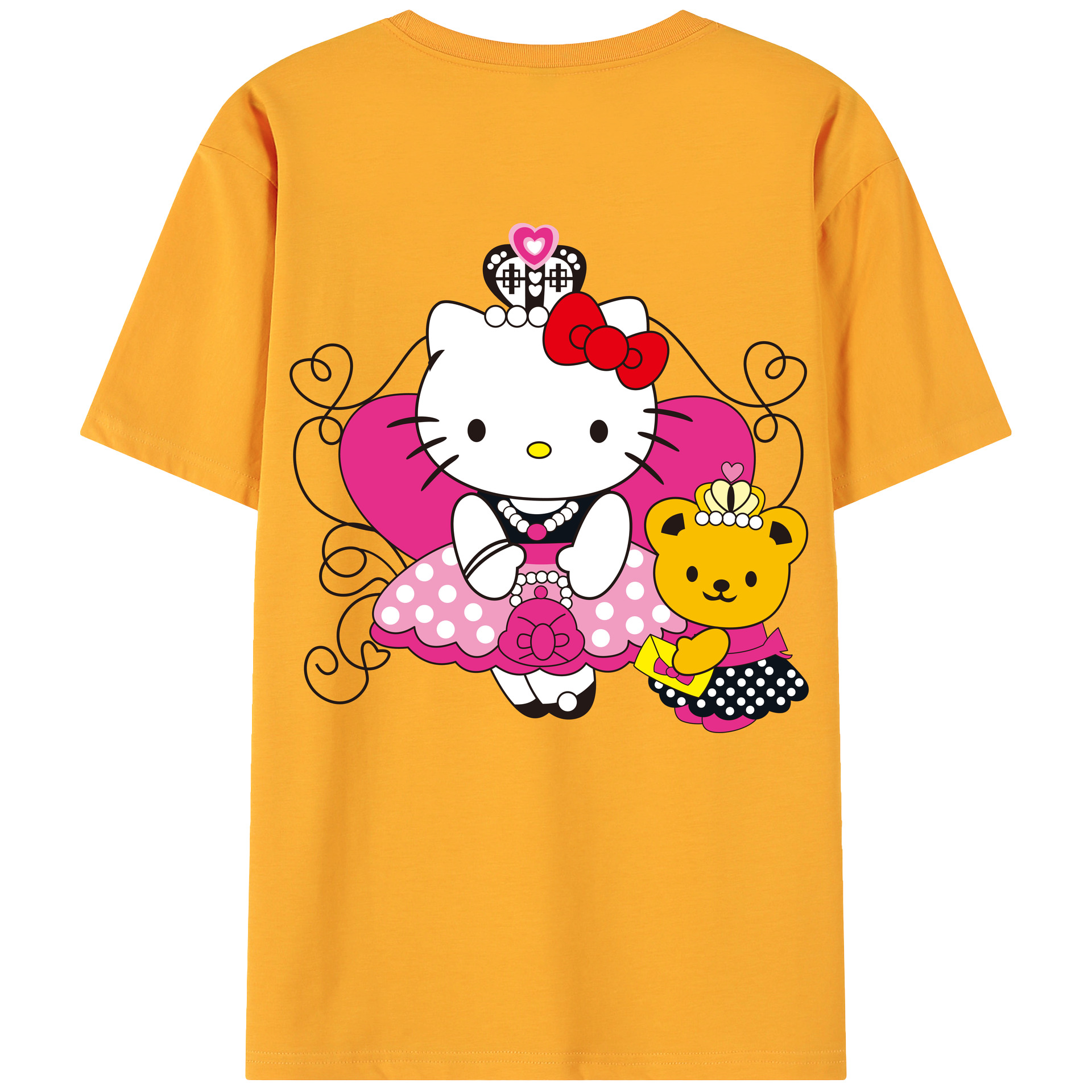 （画像用） Hello Kitty ハローキティ 綿100％ メンズ半袖Tシャツ（バックプリント） 通気性
