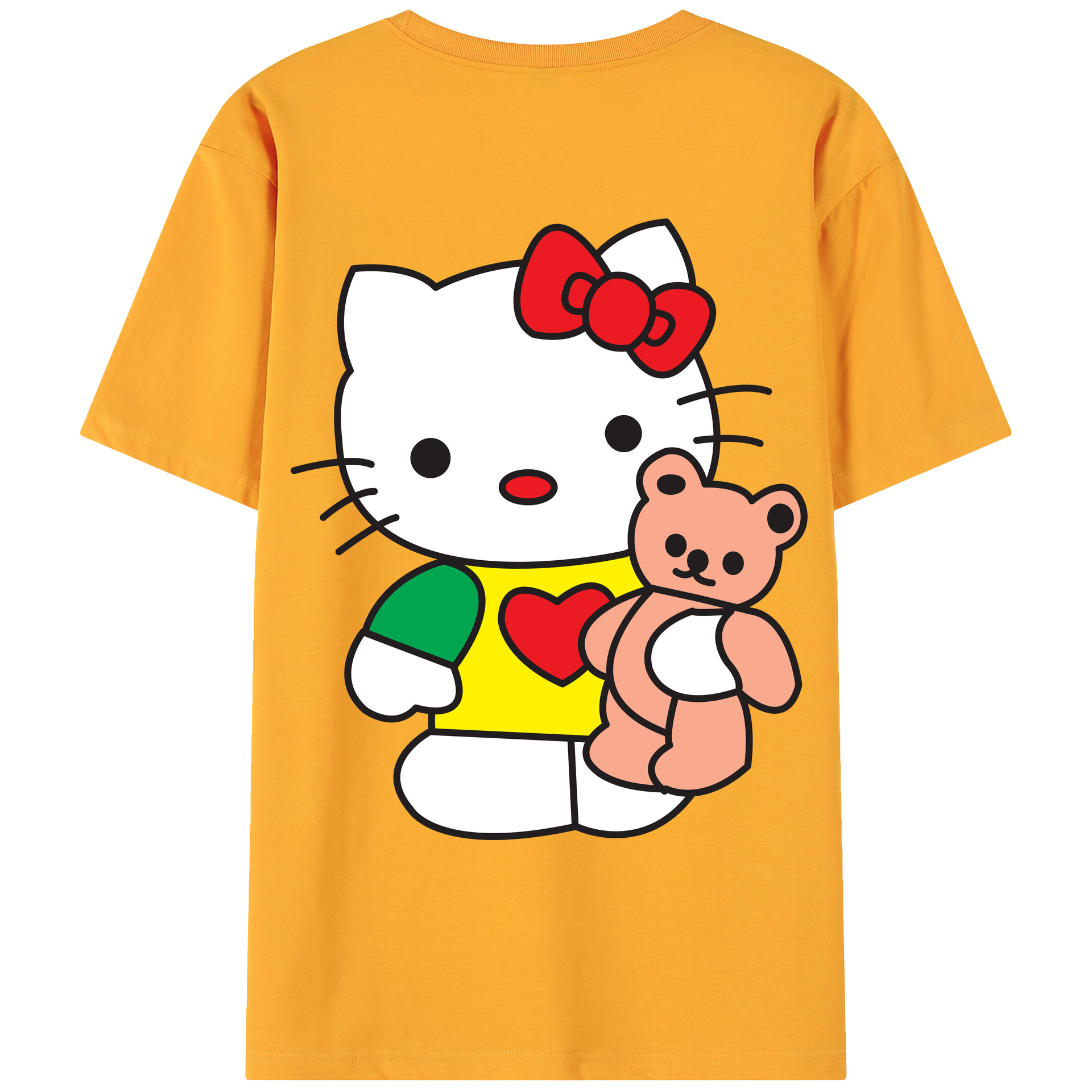 （画像用） Hello Kitty ハローキティ 綿100％ メンズ半袖Tシャツ（バックプリント） 通気性