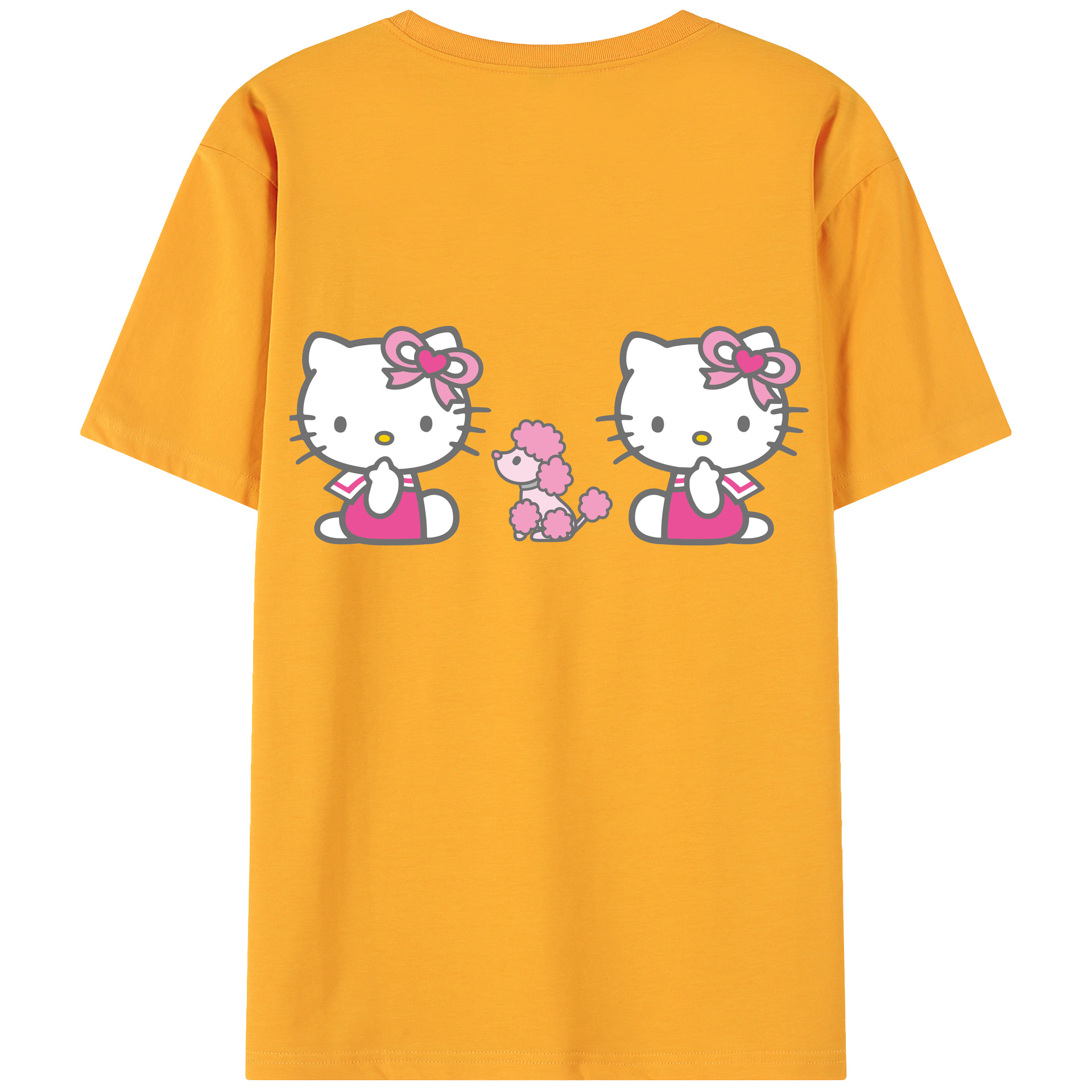 （画像用） Hello Kitty ハローキティ 綿100％ メンズ半袖Tシャツ（バックプリント） 通気性