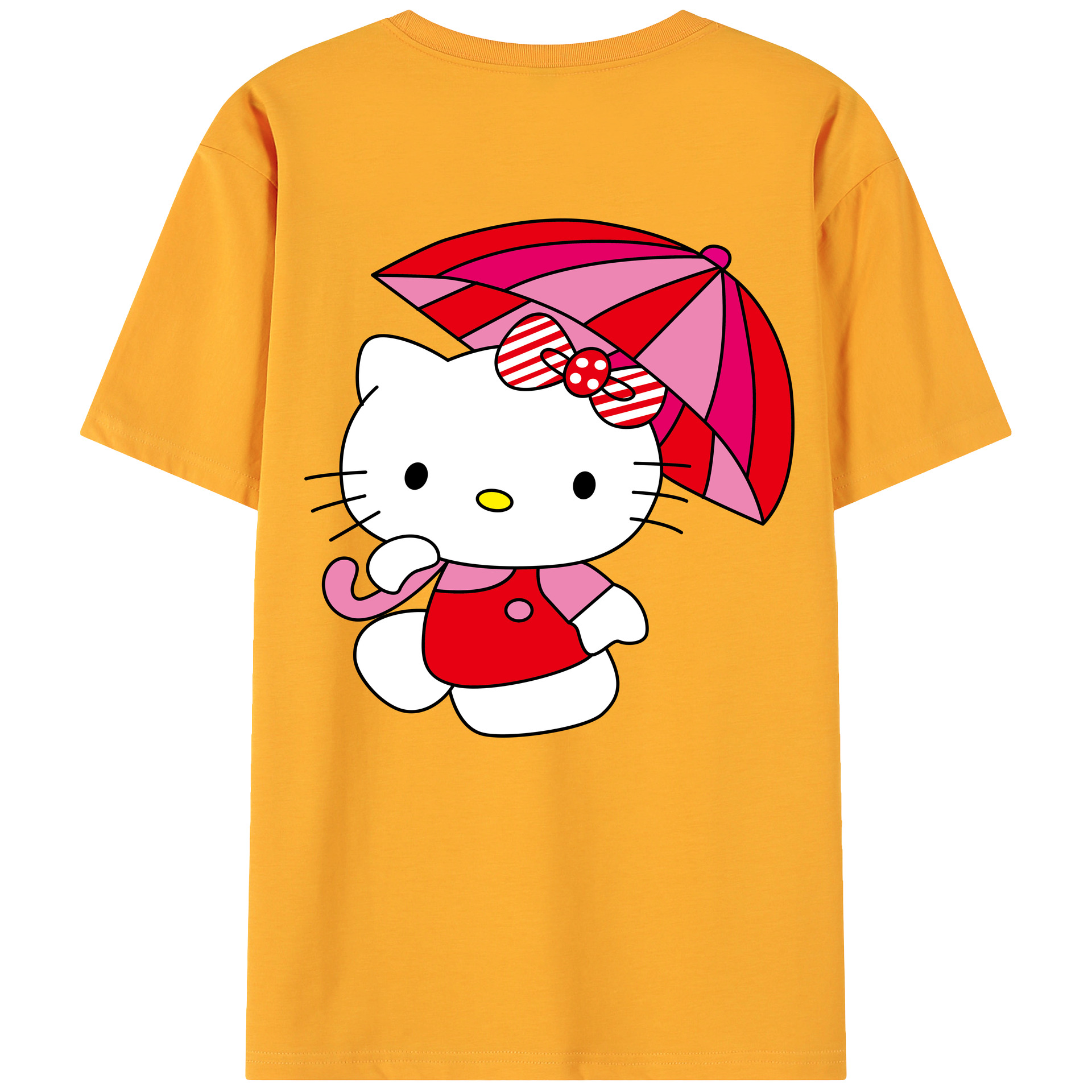 （画像用） Hello Kitty ハローキティ 綿100％ メンズ半袖Tシャツ（バックプリント） 通気性