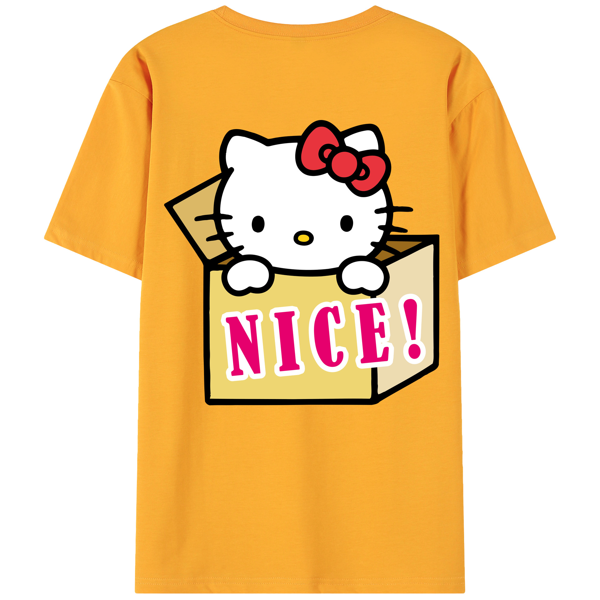 （画像用） Hello Kitty ハローキティ 綿100％ メンズ半袖Tシャツ（バックプリント） 通気性