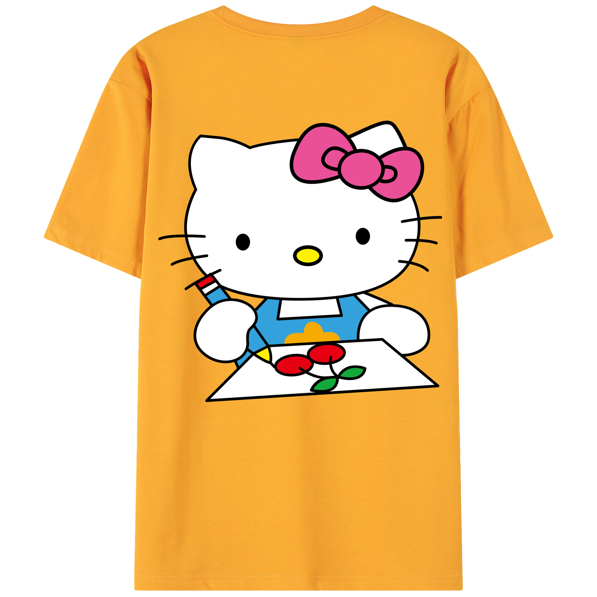 （画像用） Hello Kitty ハローキティ 綿100％ メンズ半袖Tシャツ（バックプリント） 通気性