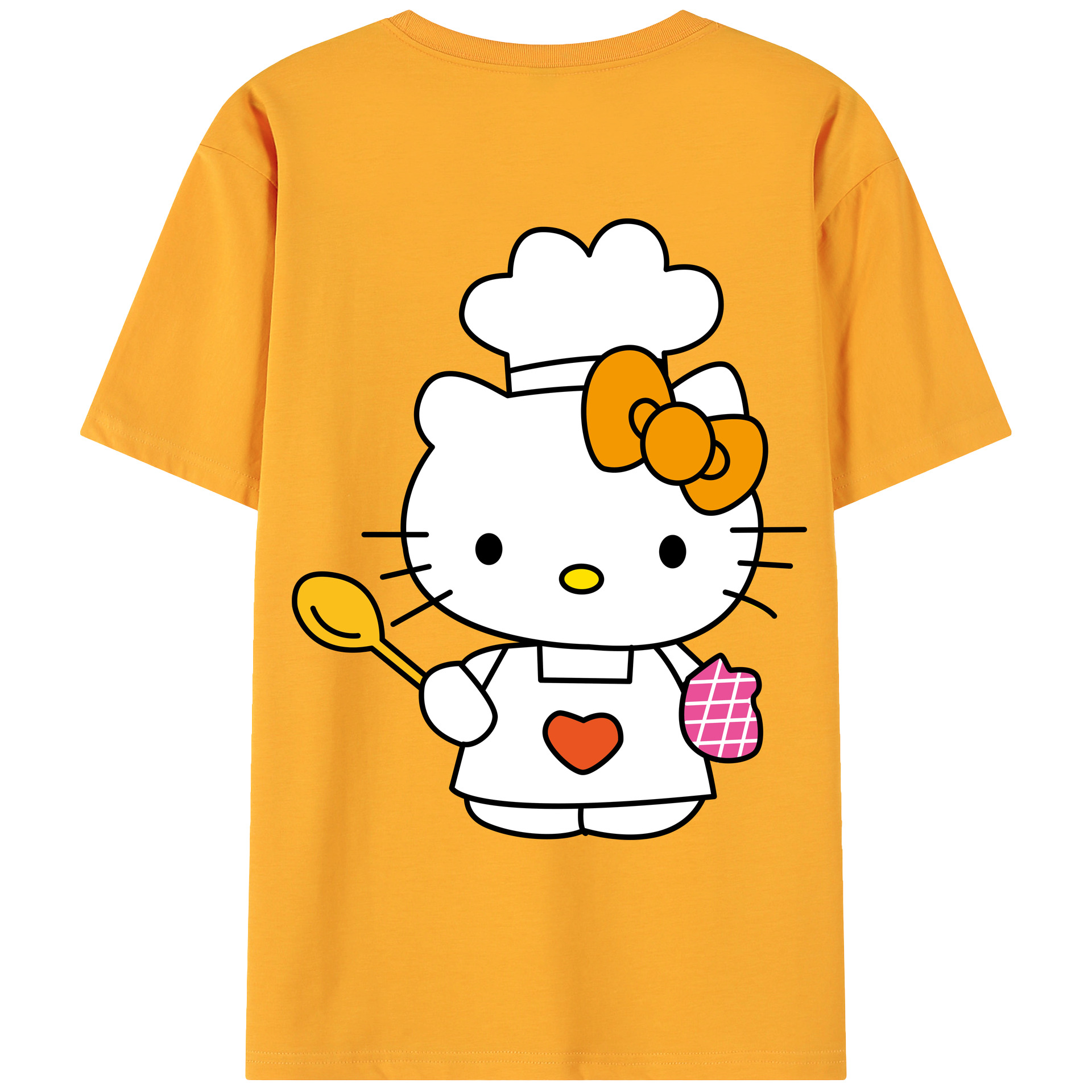 （画像用） Hello Kitty ハローキティ 綿100％ メンズ半袖Tシャツ（バックプリント） 通気性