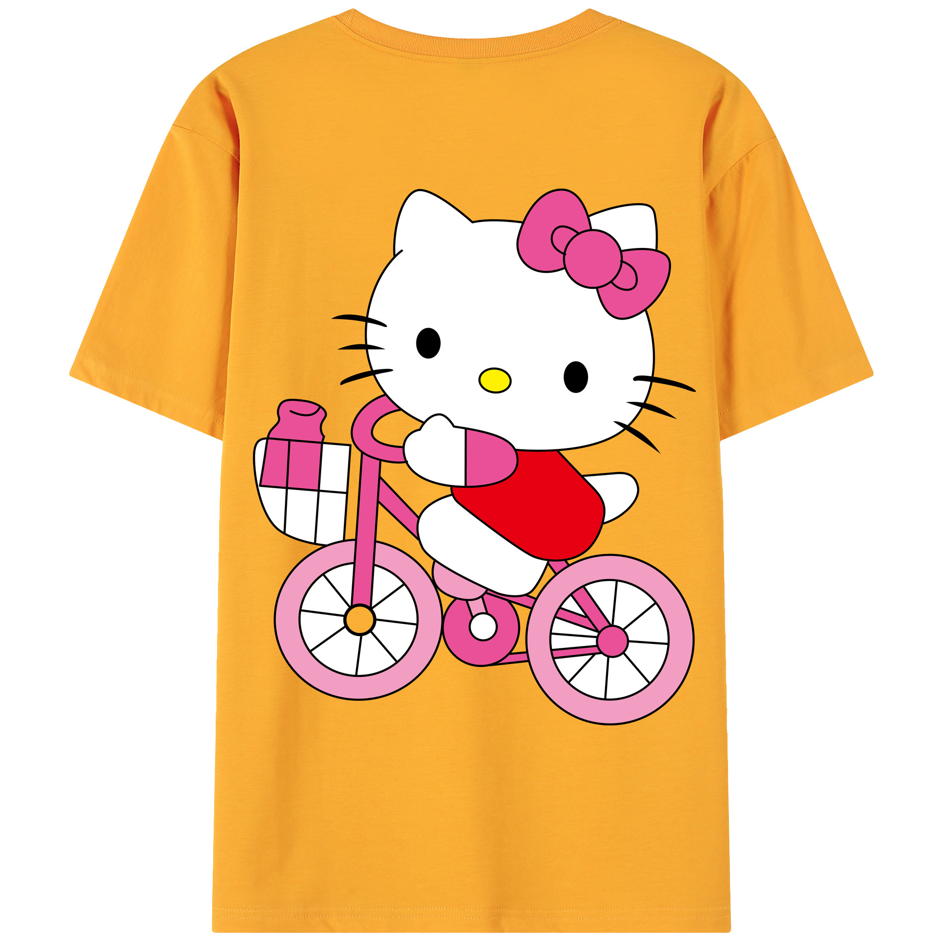 （画像用） Hello Kitty ハローキティ 綿100％ メンズ半袖Tシャツ（バックプリント） 通気性