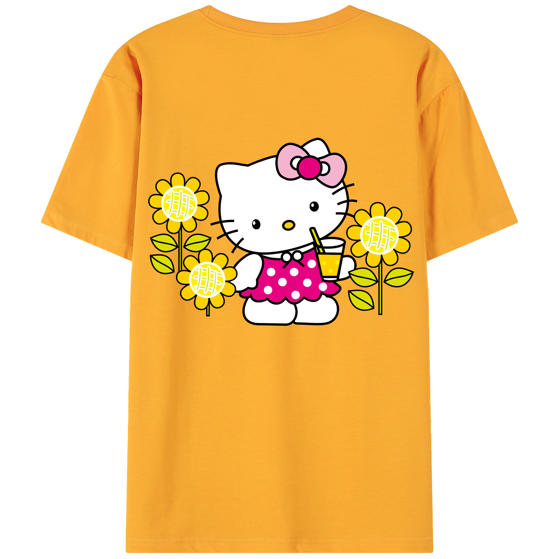 （画像用） Hello Kitty ハローキティ 綿100％ メンズ半袖Tシャツ（バックプリント） 通気性