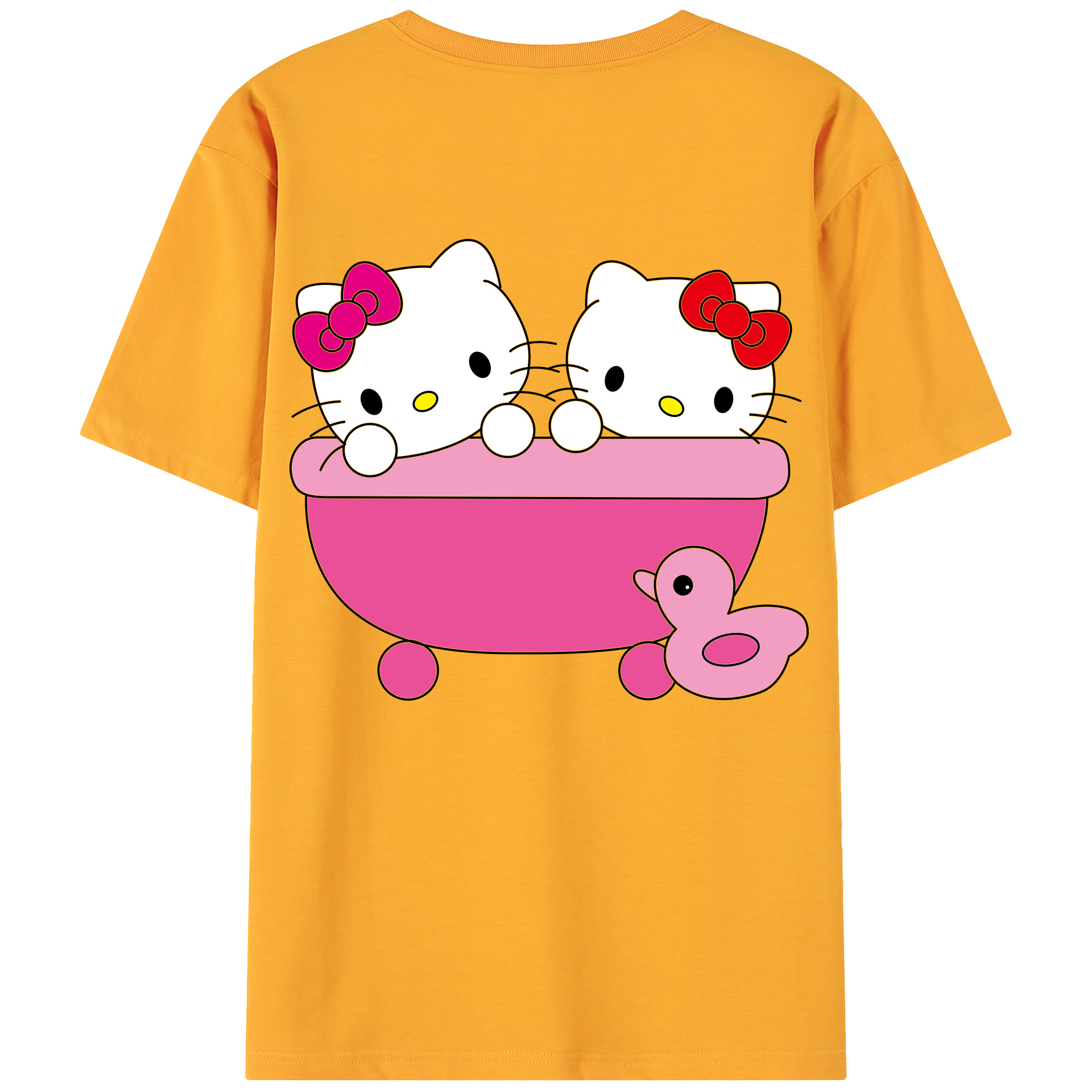 （画像用） Hello Kitty ハローキティ 綿100％ メンズ半袖Tシャツ（バックプリント） 通気性