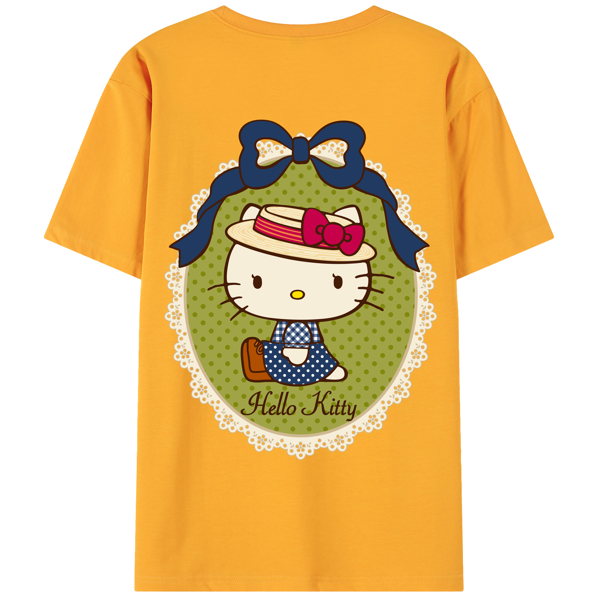 （画像用） Hello Kitty ハローキティ 綿100％ メンズ半袖Tシャツ（バックプリント） 通気性