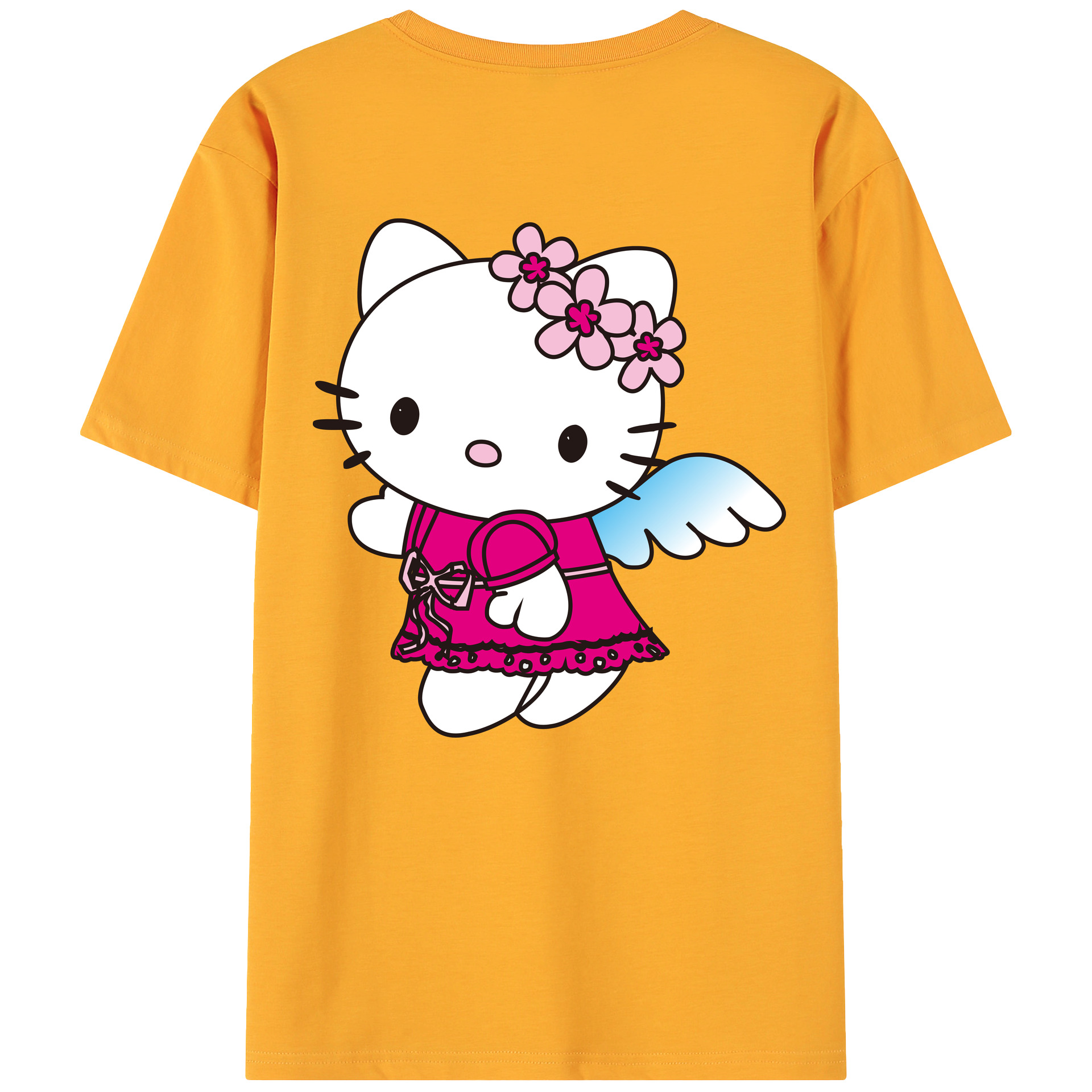 （画像用） Hello Kitty ハローキティ 綿100％ メンズ半袖Tシャツ（バックプリント） 通気性