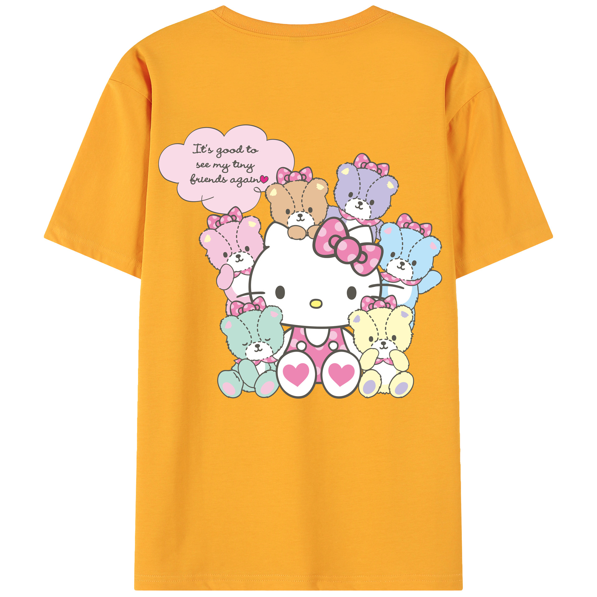 （画像用） Hello Kitty ハローキティ 綿100％ メンズ半袖Tシャツ（バックプリント） 通気性