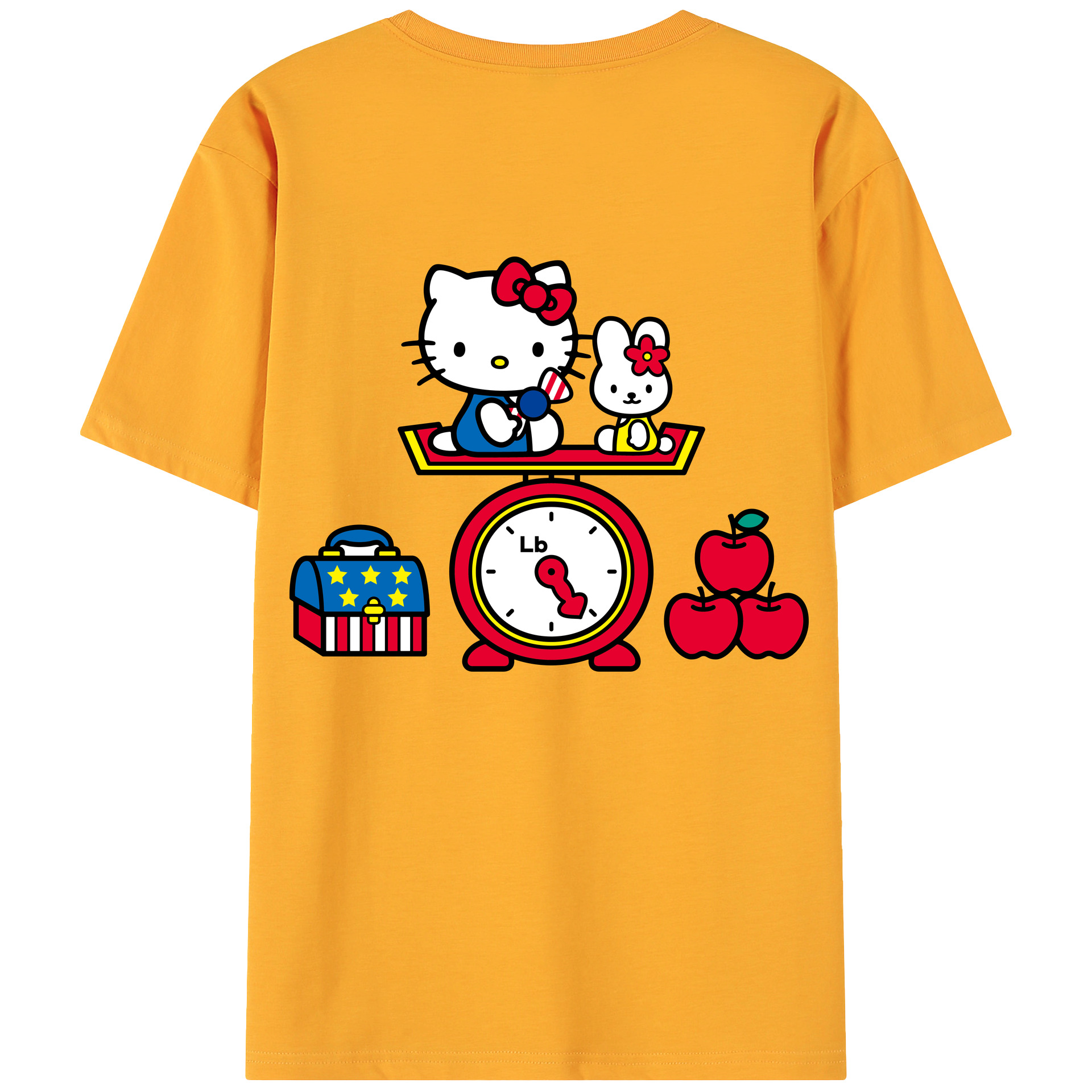 （画像用） Hello Kitty ハローキティ 綿100％ メンズ半袖Tシャツ（バックプリント） 通気性