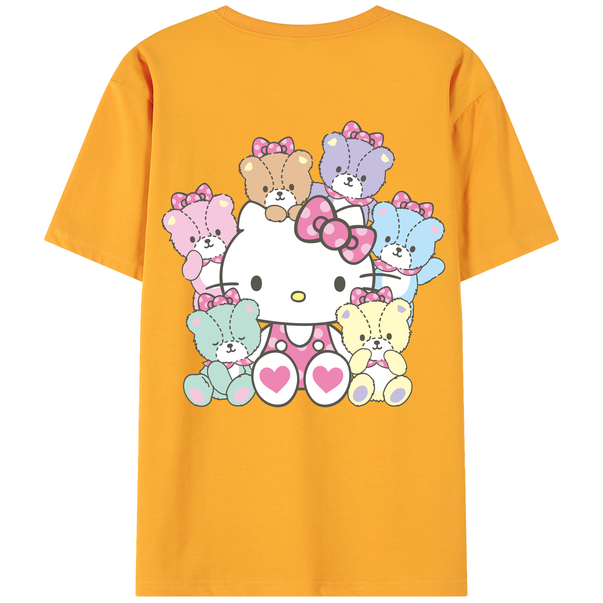 （画像用） Hello Kitty ハローキティ 綿100％ メンズ半袖Tシャツ（バックプリント） 通気性