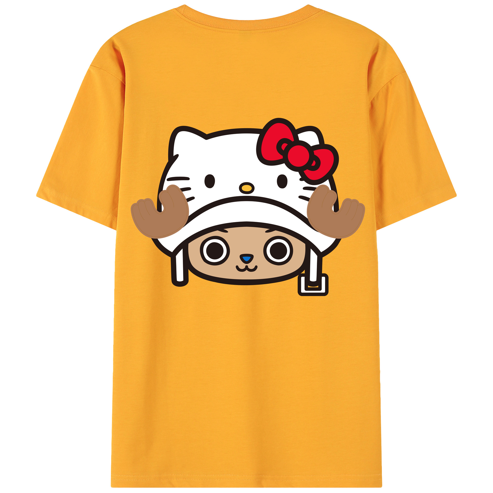 （画像用） Hello Kitty ハローキティ 綿100％ メンズ半袖Tシャツ（バックプリント） 通気性