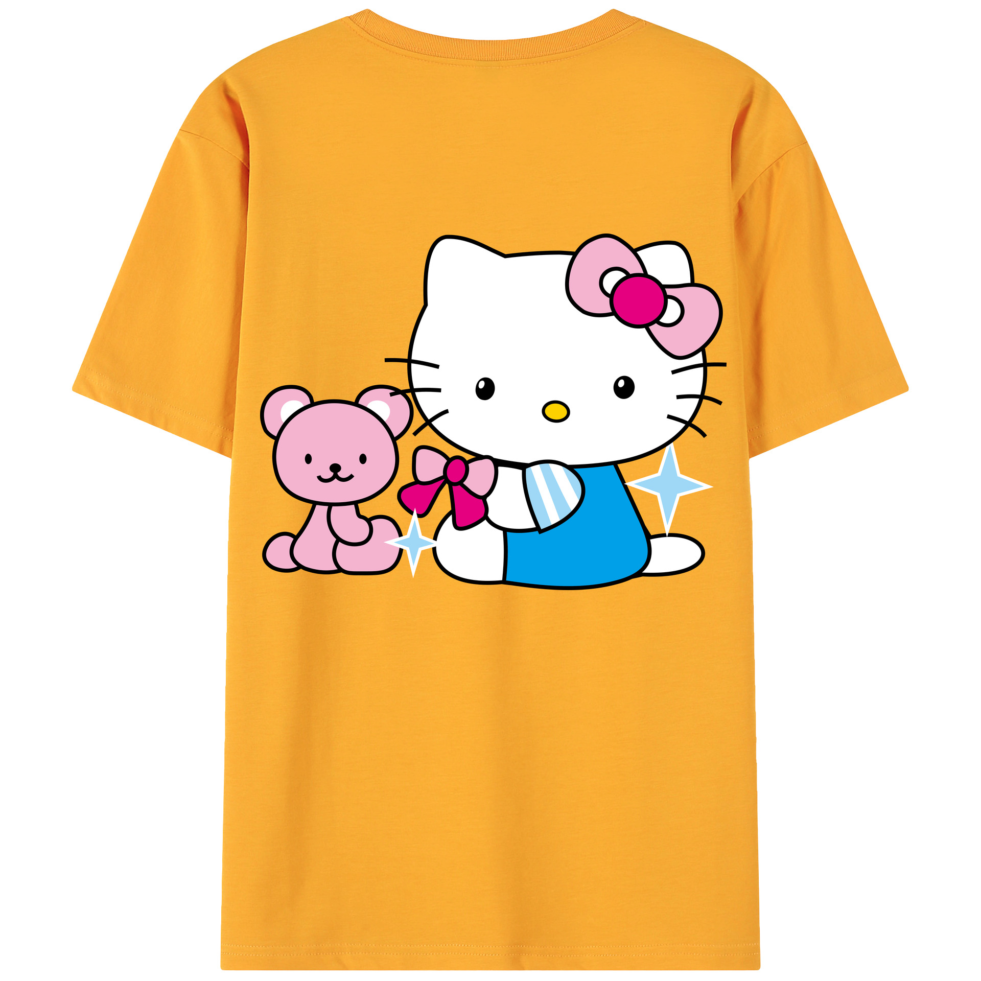 （画像用） Hello Kitty ハローキティ 綿100％ メンズ半袖Tシャツ（バックプリント） 通気性