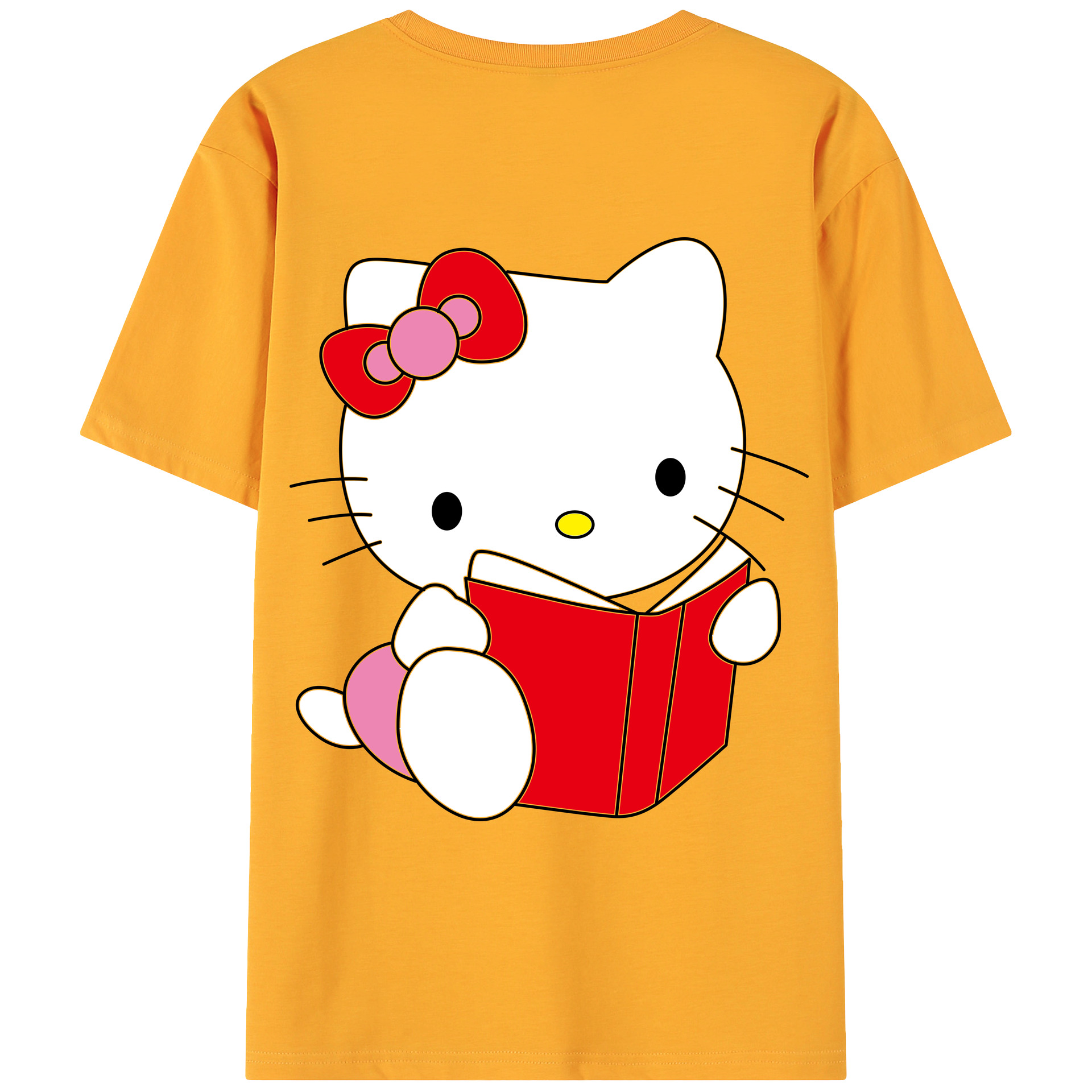 （画像用） Hello Kitty ハローキティ 綿100％ メンズ半袖Tシャツ（バックプリント） 通気性
