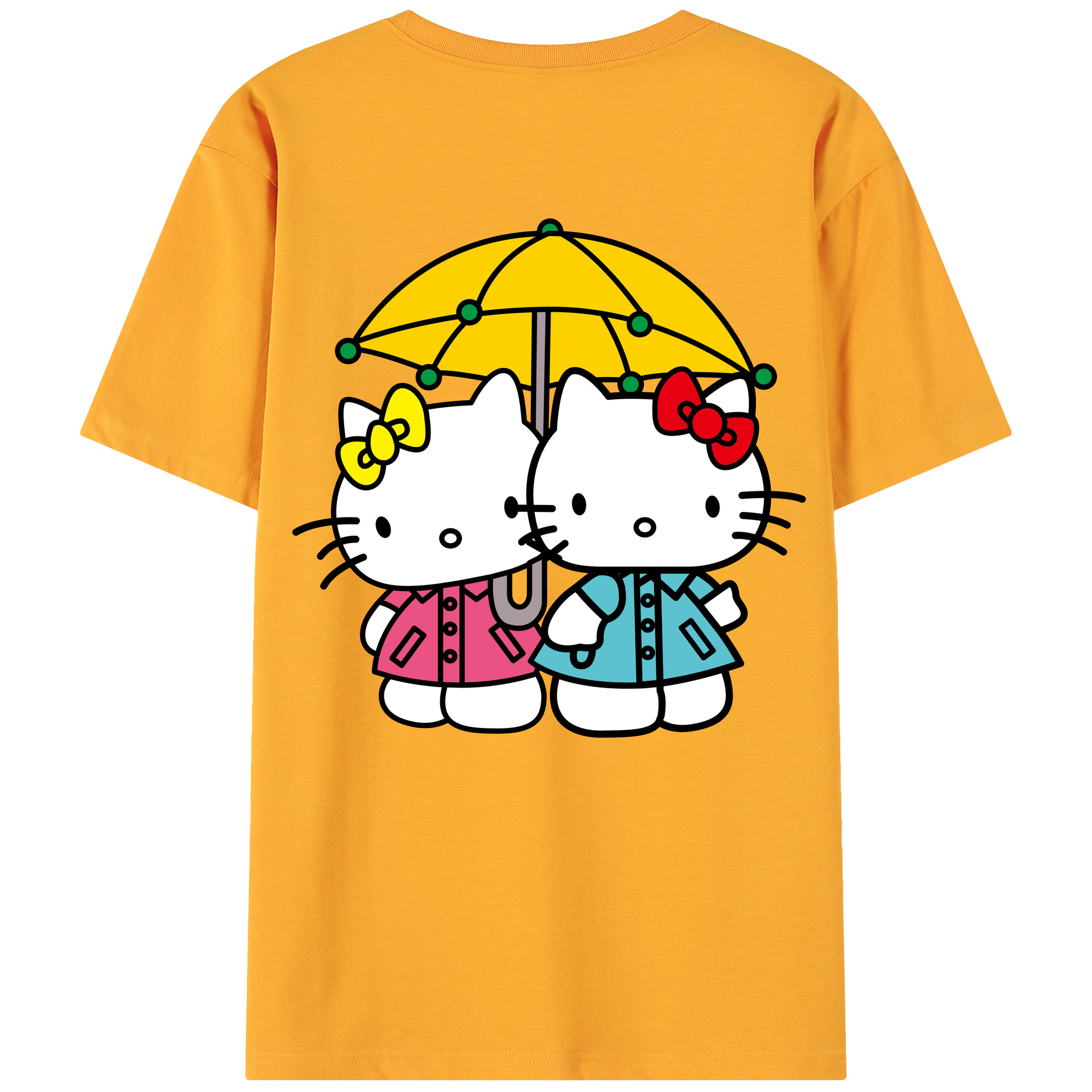 （画像用） Hello Kitty ハローキティ 綿100％ メンズ半袖Tシャツ（バックプリント） 通気性