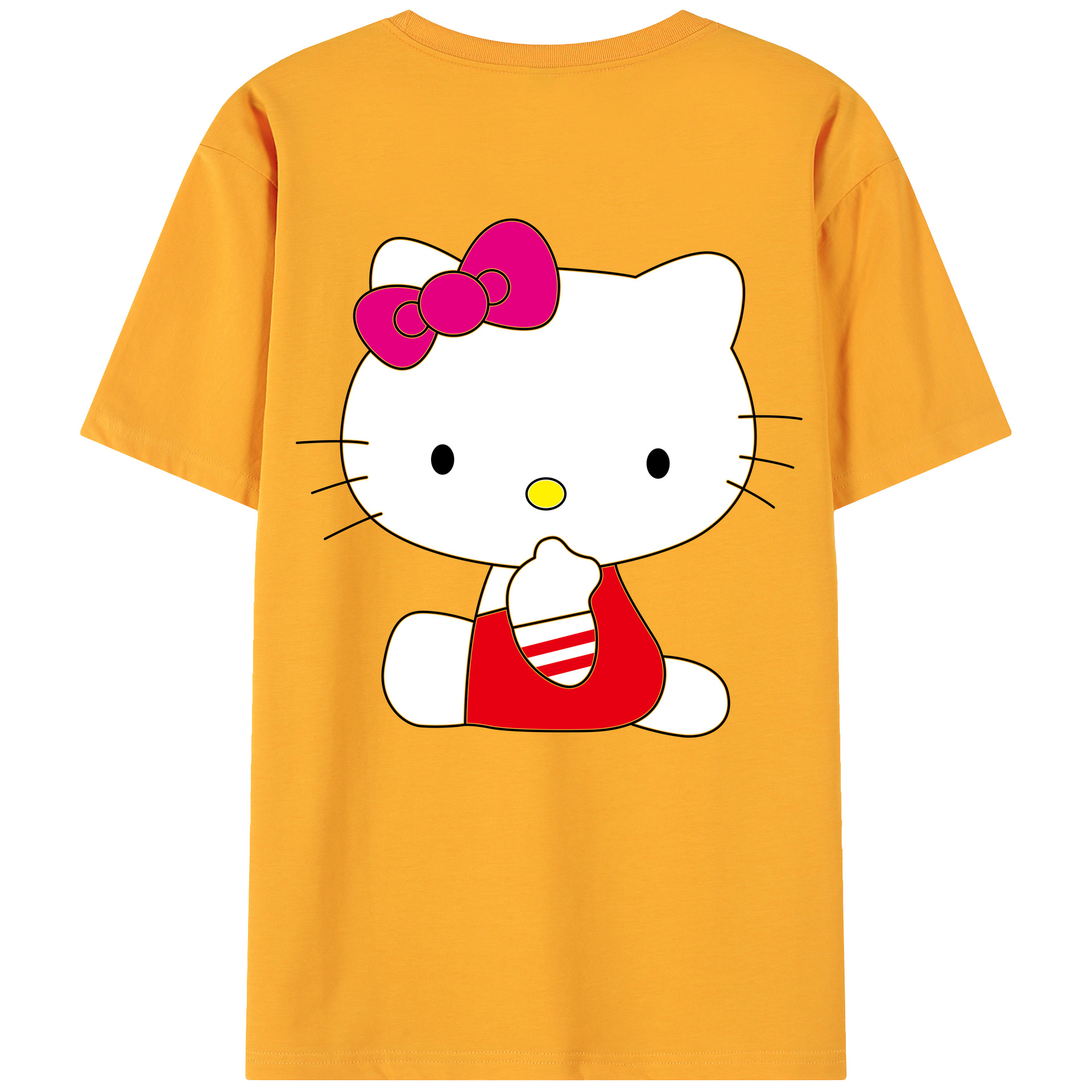 （画像用） Hello Kitty ハローキティ 綿100％ メンズ半袖Tシャツ（バックプリント） 通気性