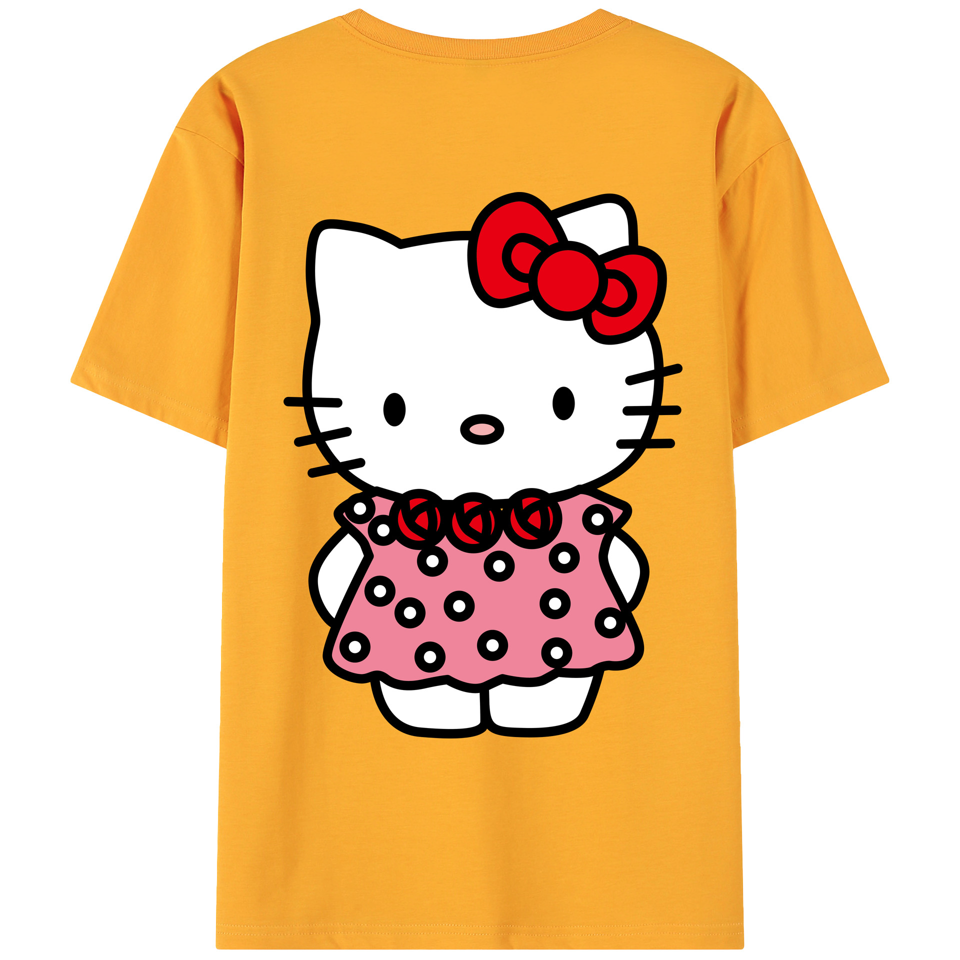 （画像用） Hello Kitty ハローキティ 綿100％ メンズ半袖Tシャツ（バックプリント） 通気性