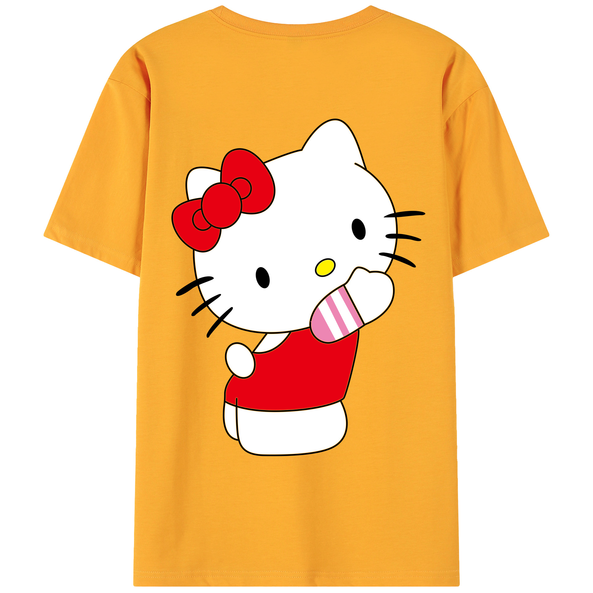 （画像用） Hello Kitty ハローキティ 綿100％ メンズ半袖Tシャツ（バックプリント） 通気性