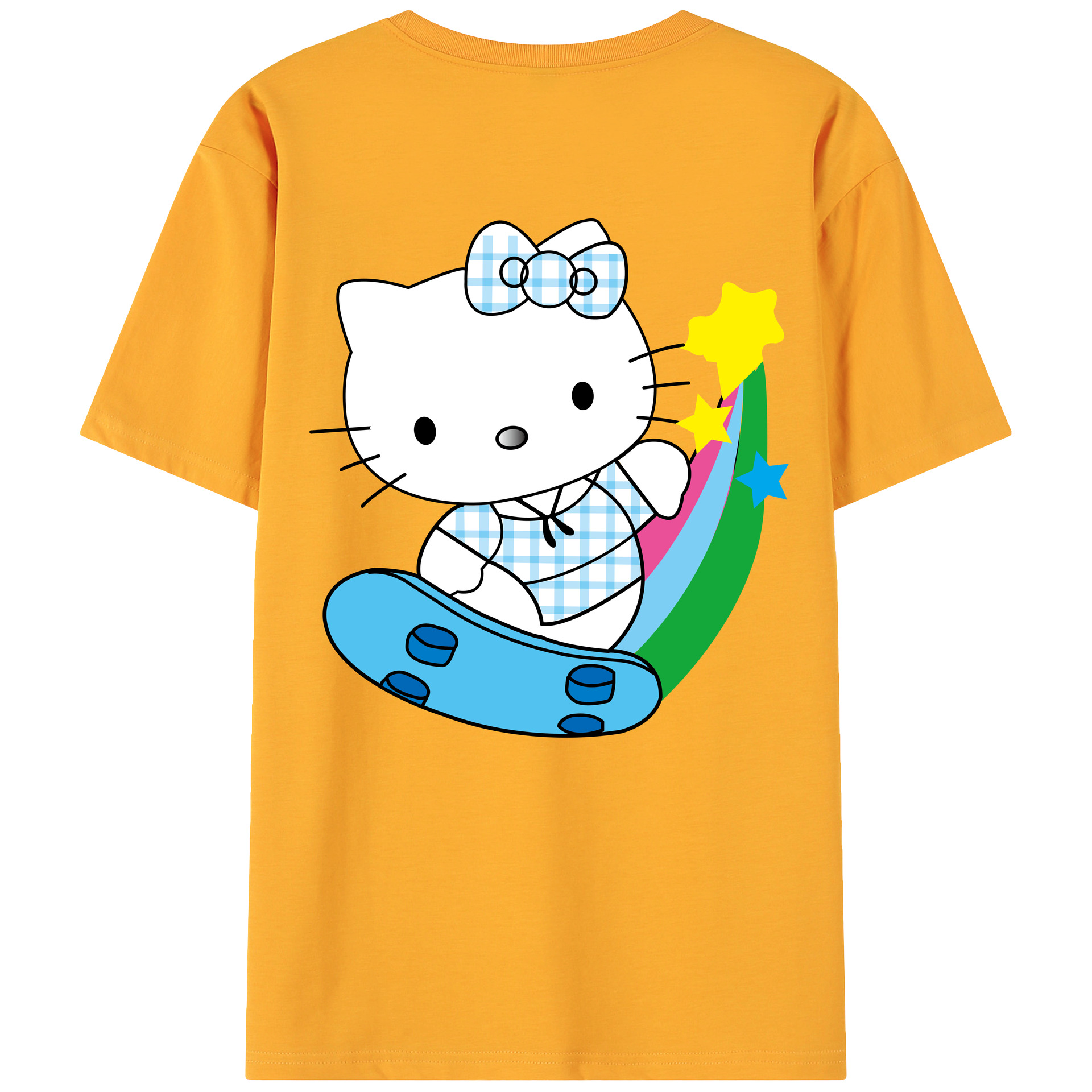 （画像用） Hello Kitty ハローキティ 綿100％ メンズ半袖Tシャツ（バックプリント） 通気性