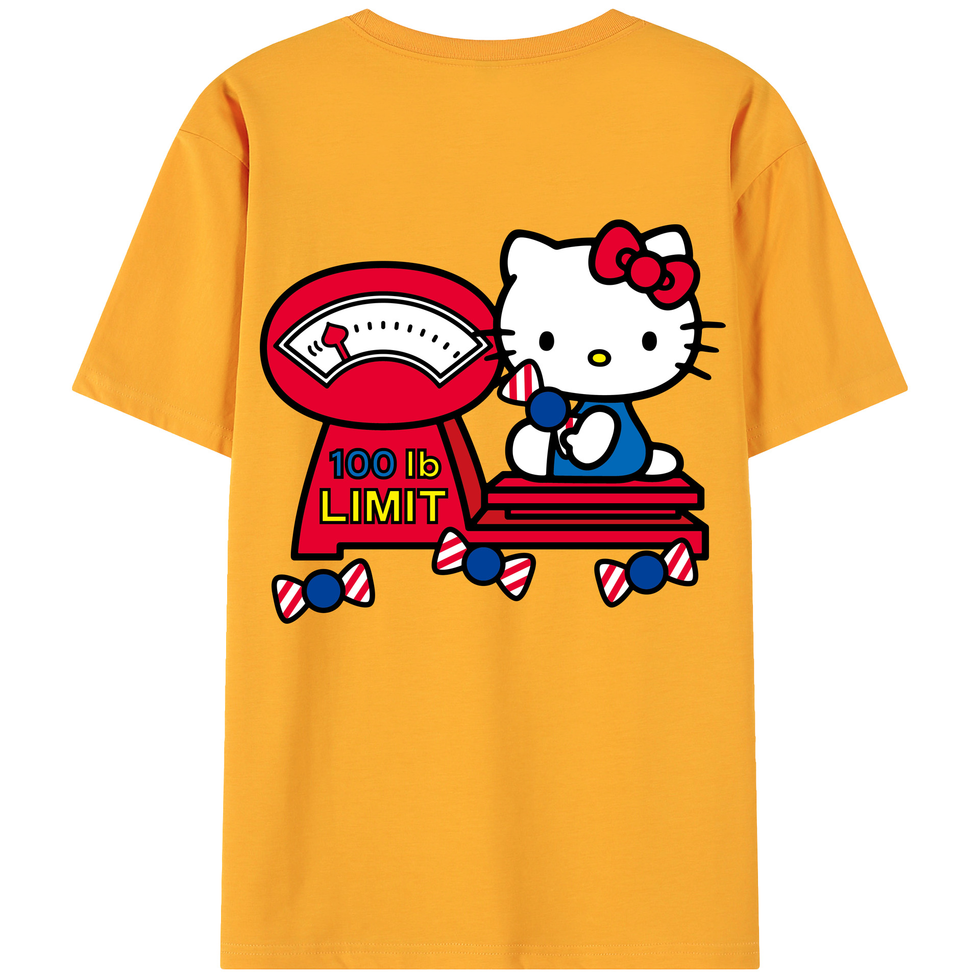 （画像用） Hello Kitty ハローキティ 綿100％ メンズ半袖Tシャツ（バックプリント） 通気性