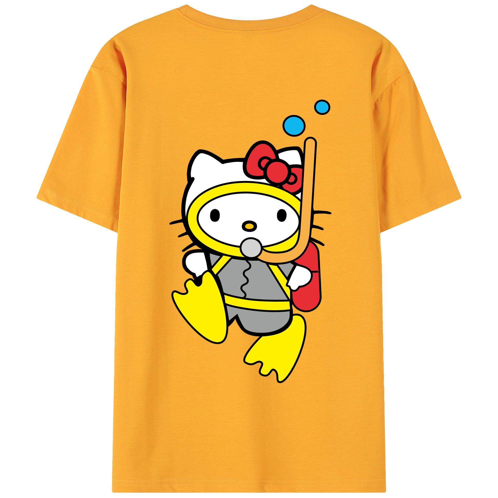 （画像用） Hello Kitty ハローキティ 綿100％ メンズ半袖Tシャツ（バックプリント） 通気性