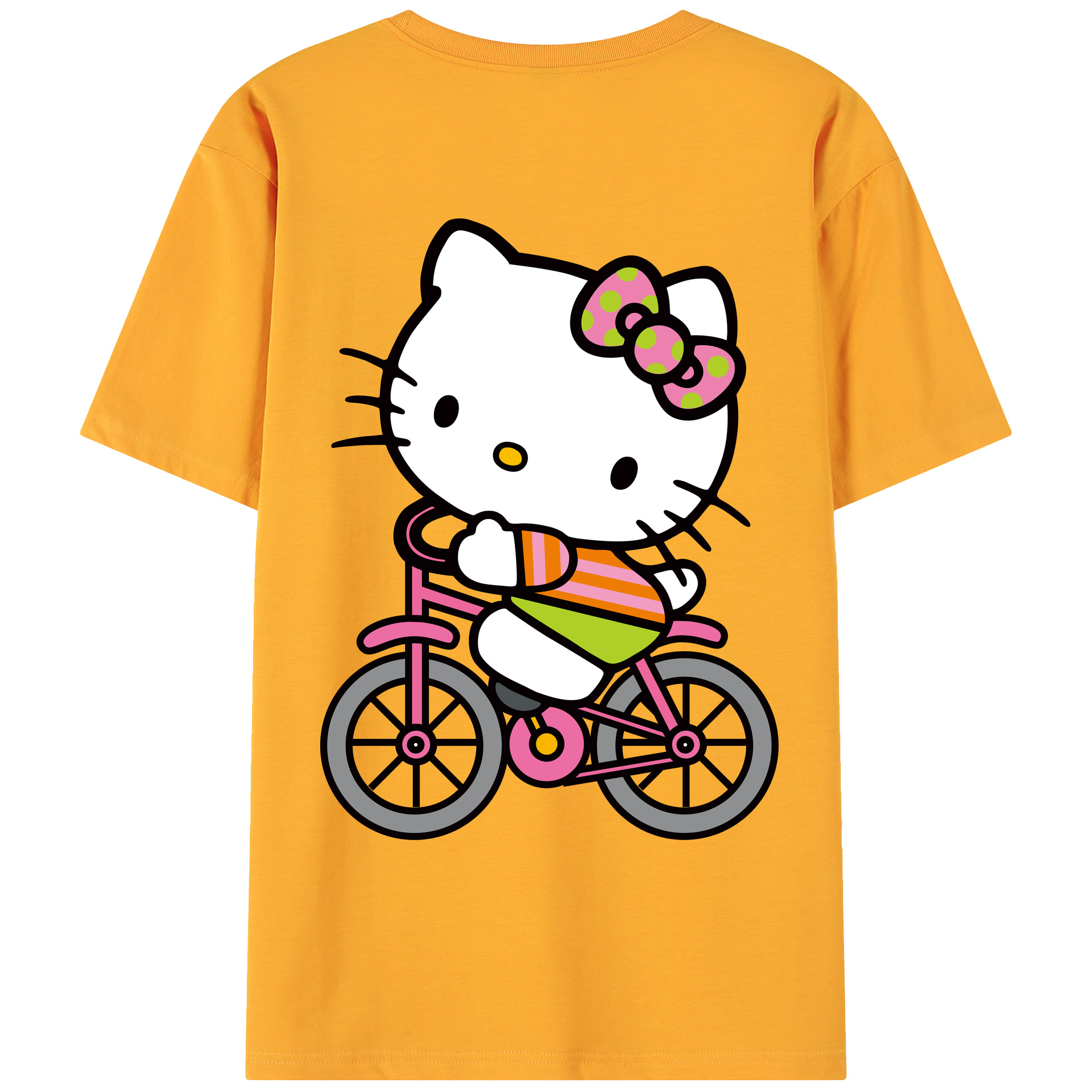 （画像用） Hello Kitty ハローキティ 綿100％ メンズ半袖Tシャツ（バックプリント） 通気性
