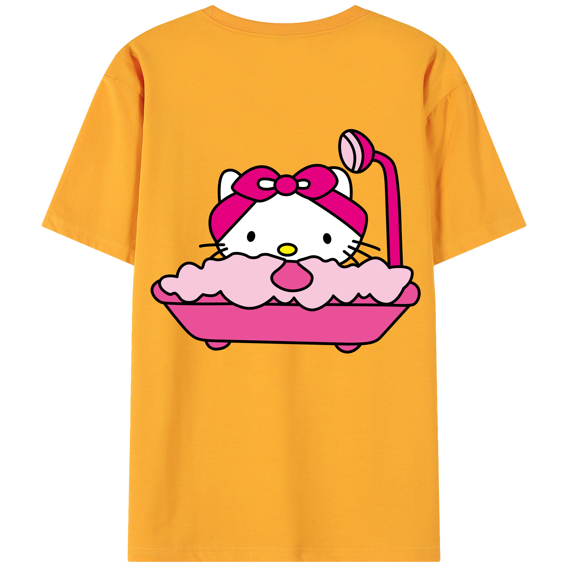 （画像用） Hello Kitty ハローキティ 綿100％ メンズ半袖Tシャツ（バックプリント） 通気性