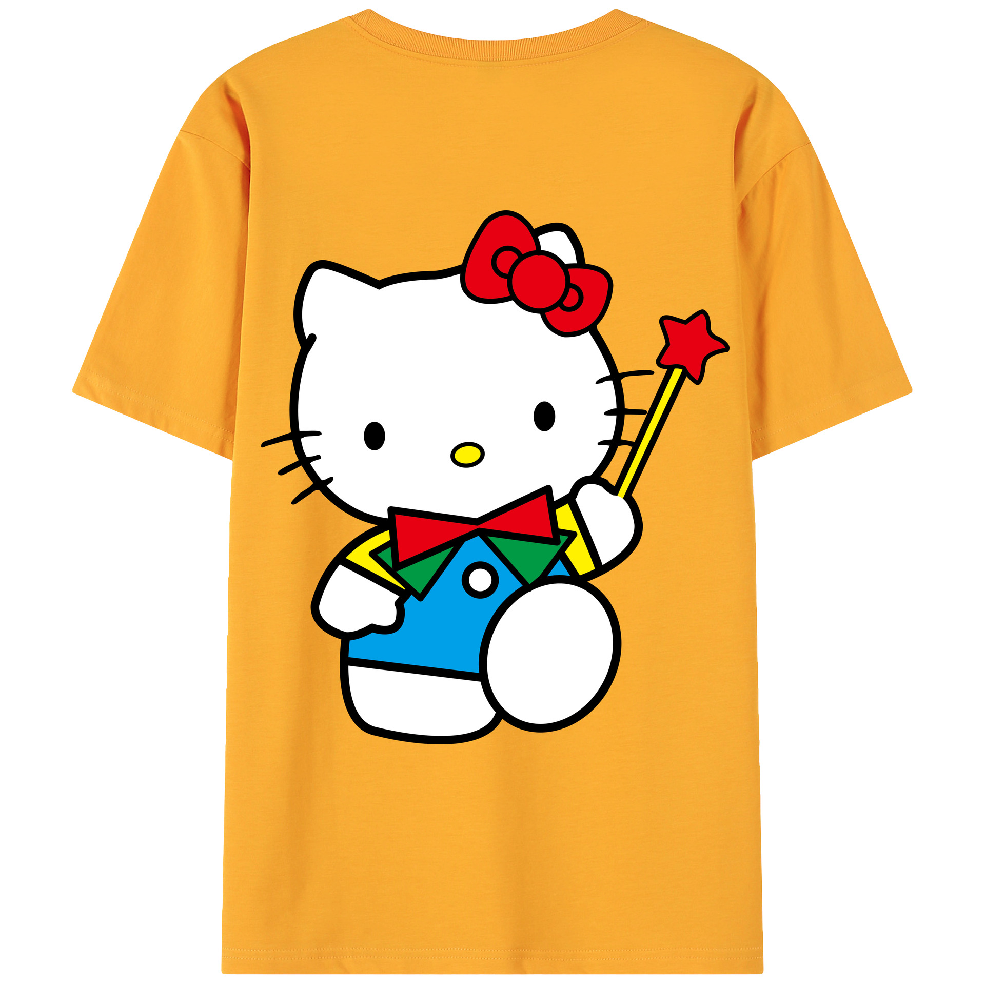 （画像用） Hello Kitty ハローキティ 綿100％ メンズ半袖Tシャツ（バックプリント） 通気性
