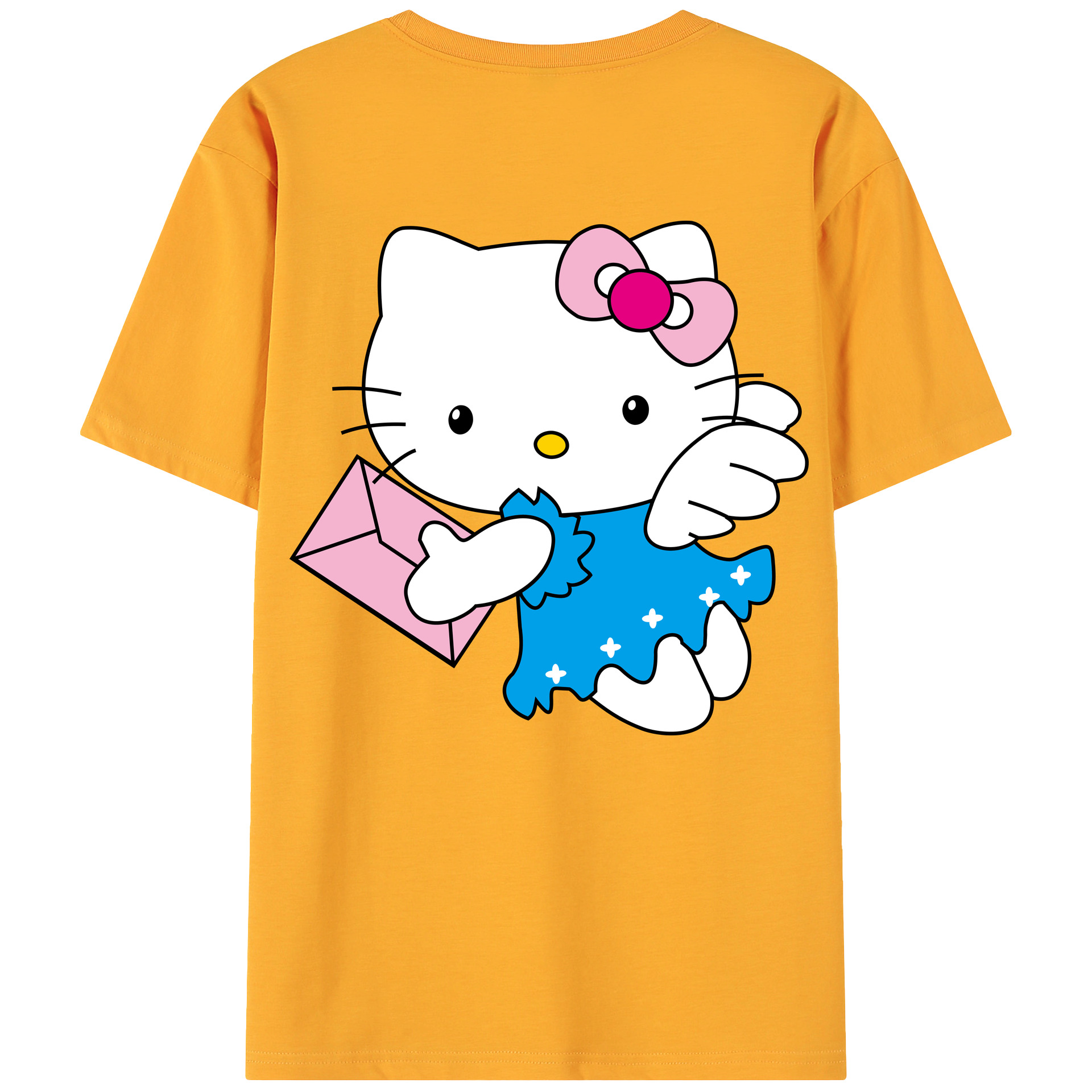 （画像用） Hello Kitty ハローキティ 綿100％ メンズ半袖Tシャツ（バックプリント） 通気性