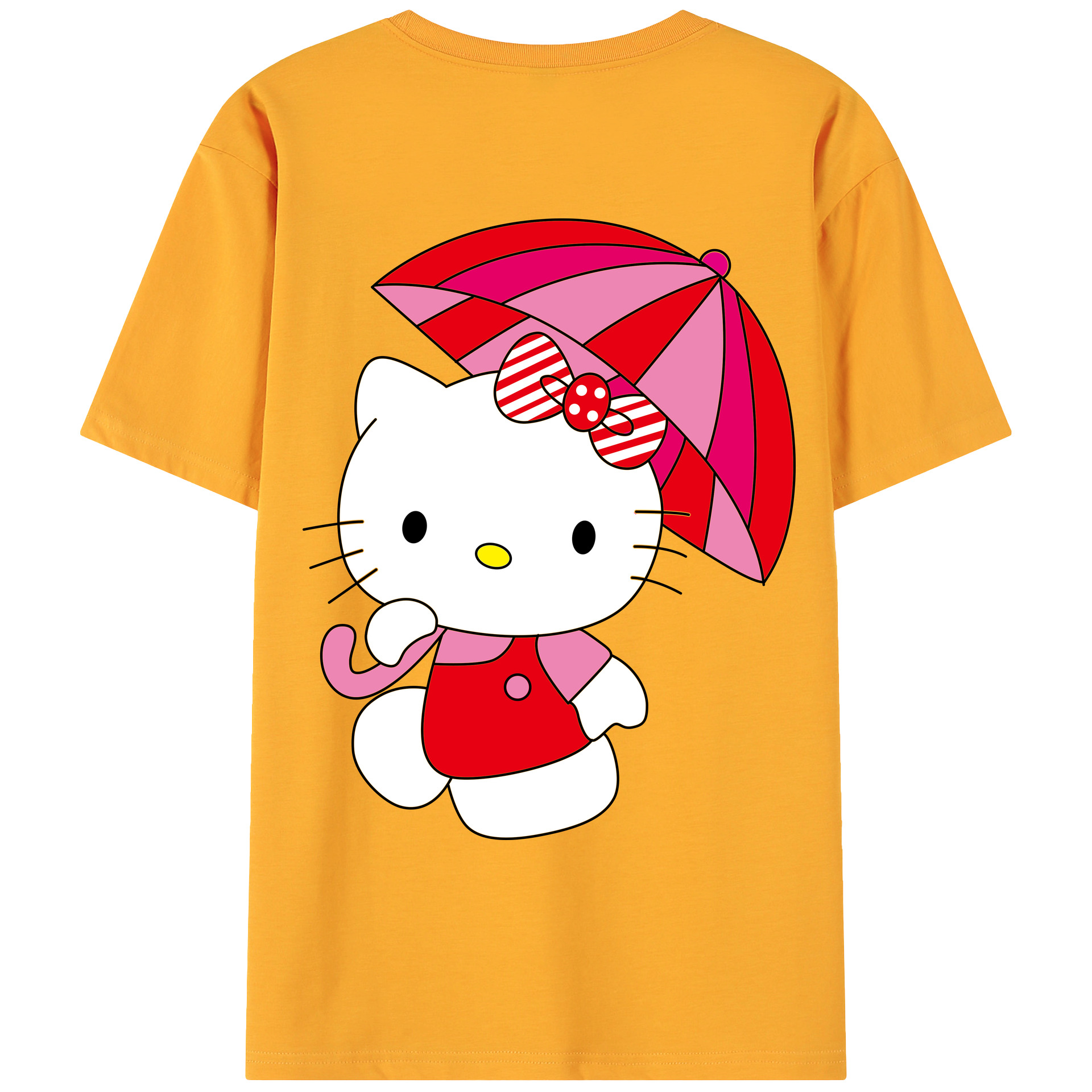 （画像用） Hello Kitty ハローキティ 綿100％ メンズ半袖Tシャツ（バックプリント） 通気性