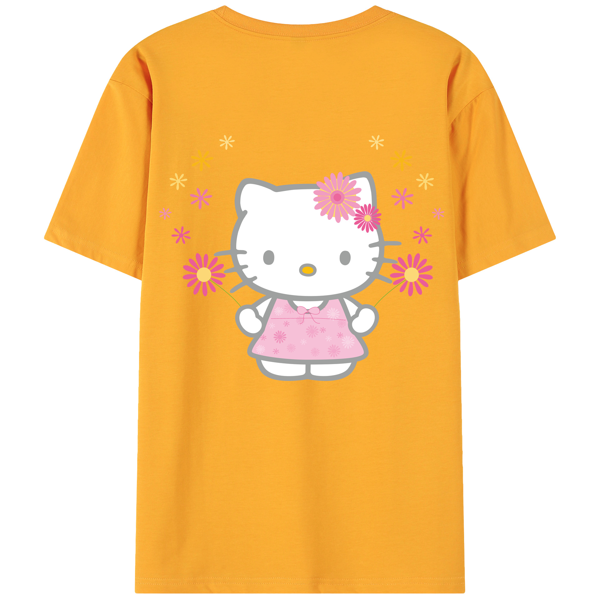 （画像用） Hello Kitty ハローキティ 綿100％ メンズ半袖Tシャツ（バックプリント） 通気性