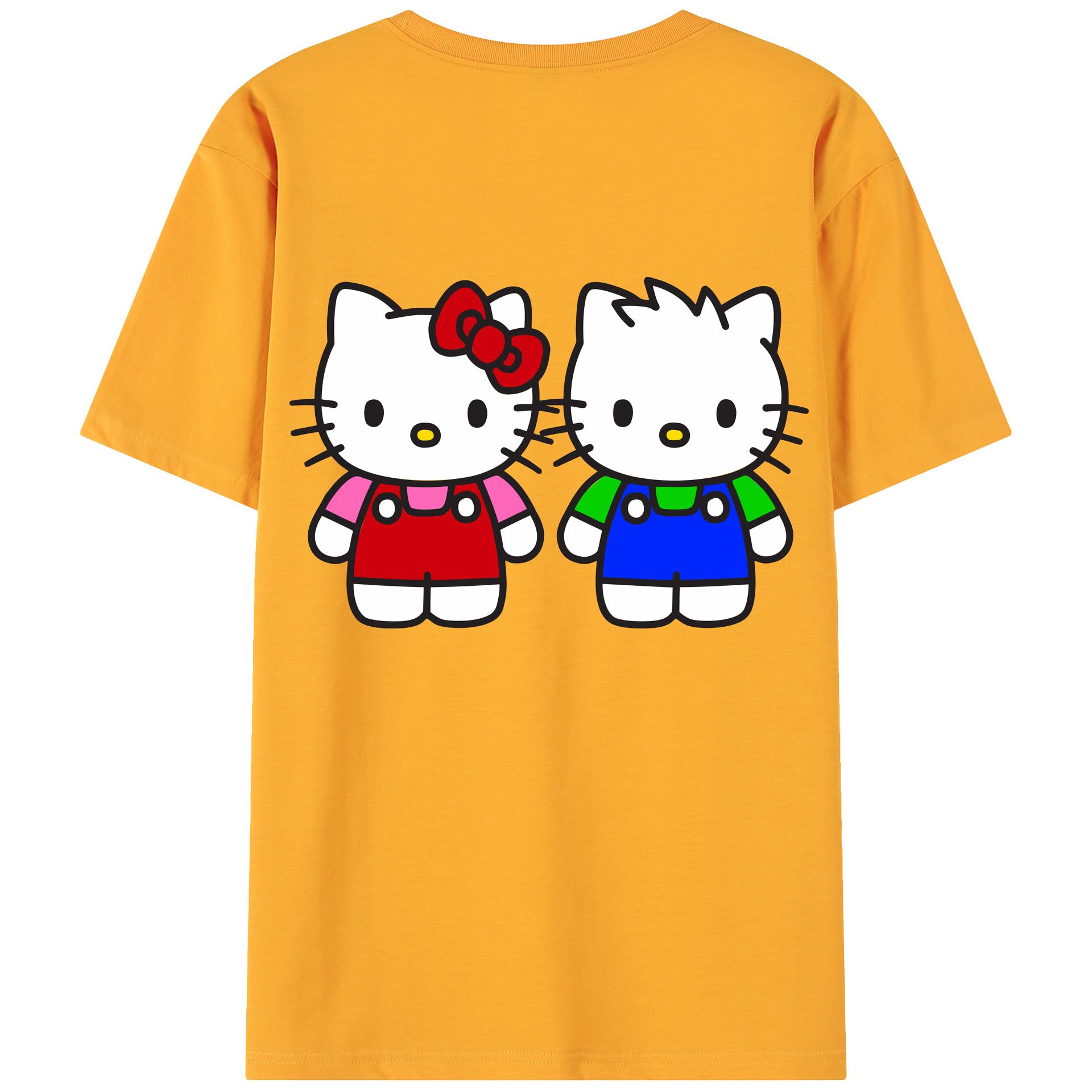 （画像用） Hello Kitty ハローキティ 綿100％ メンズ半袖Tシャツ（バックプリント） 通気性