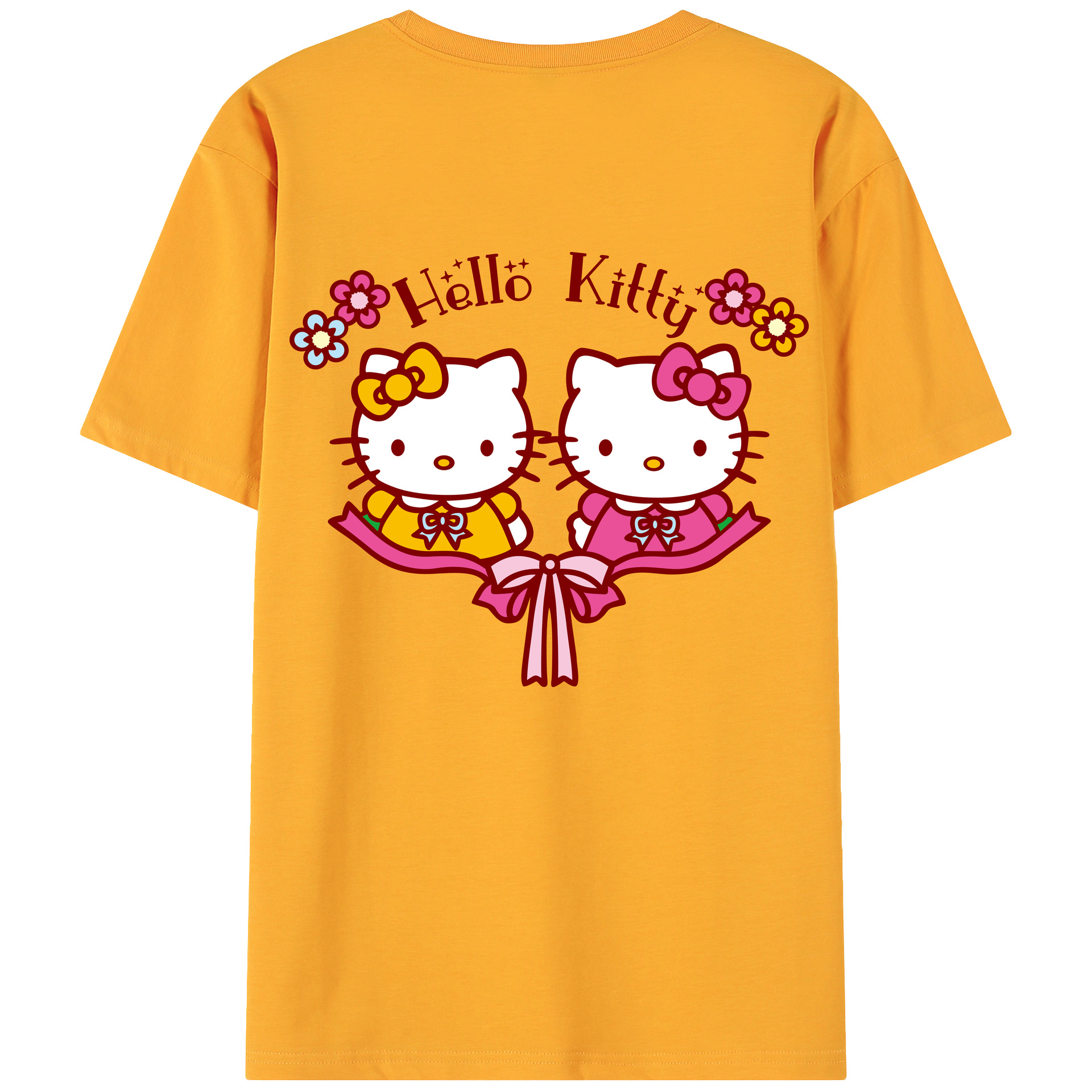 （画像用） Hello Kitty ハローキティ 綿100％ メンズ半袖Tシャツ（バックプリント） 通気性