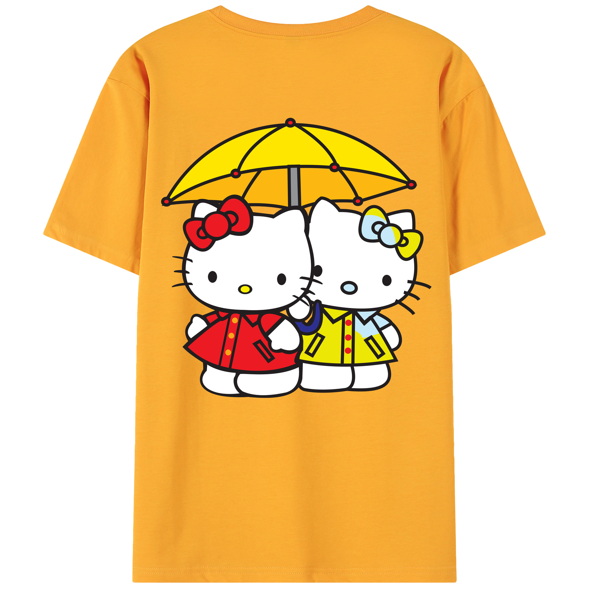 （画像用） Hello Kitty ハローキティ 綿100％ メンズ半袖Tシャツ（バックプリント） 通気性