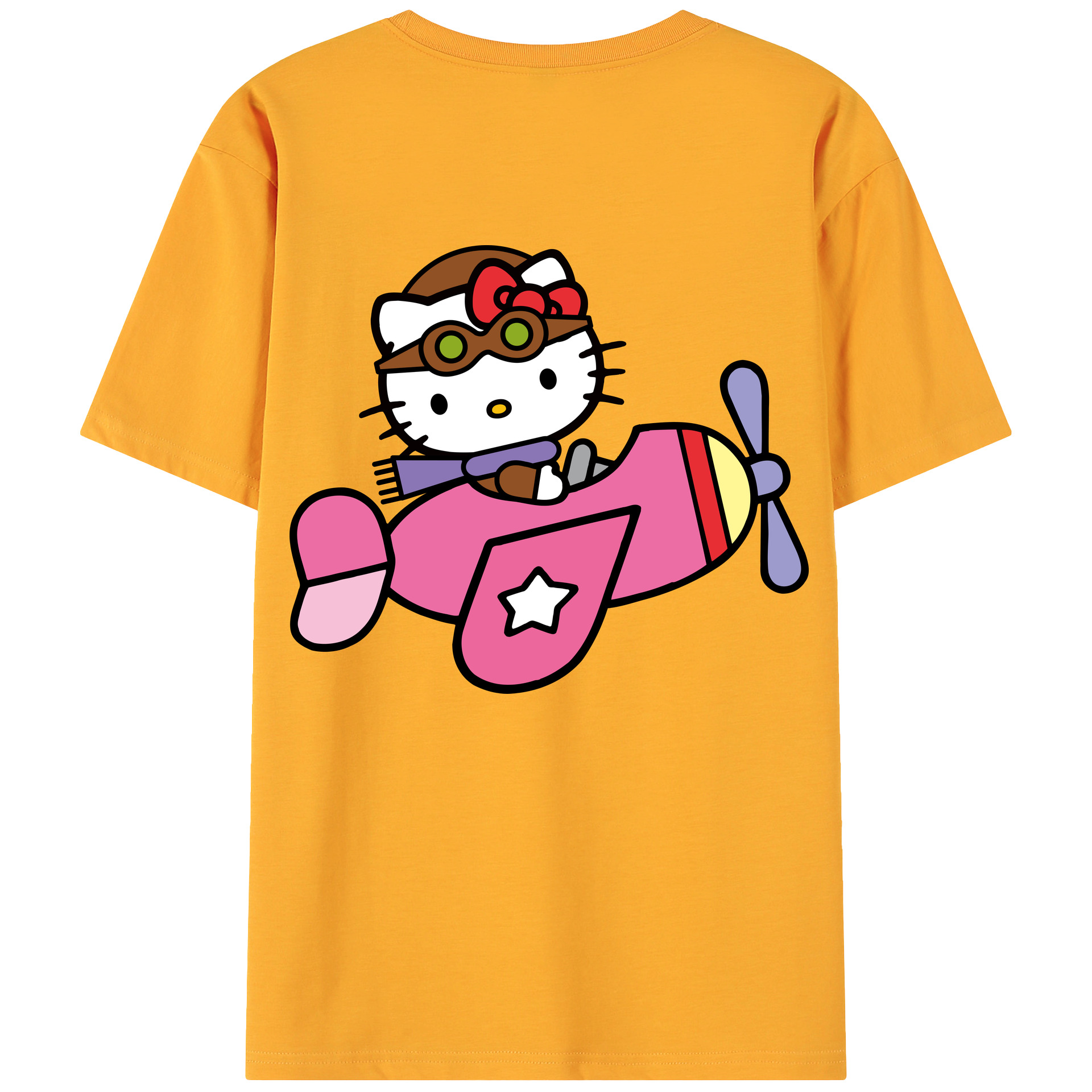 （画像用） Hello Kitty ハローキティ 綿100％ メンズ半袖Tシャツ（バックプリント） 通気性