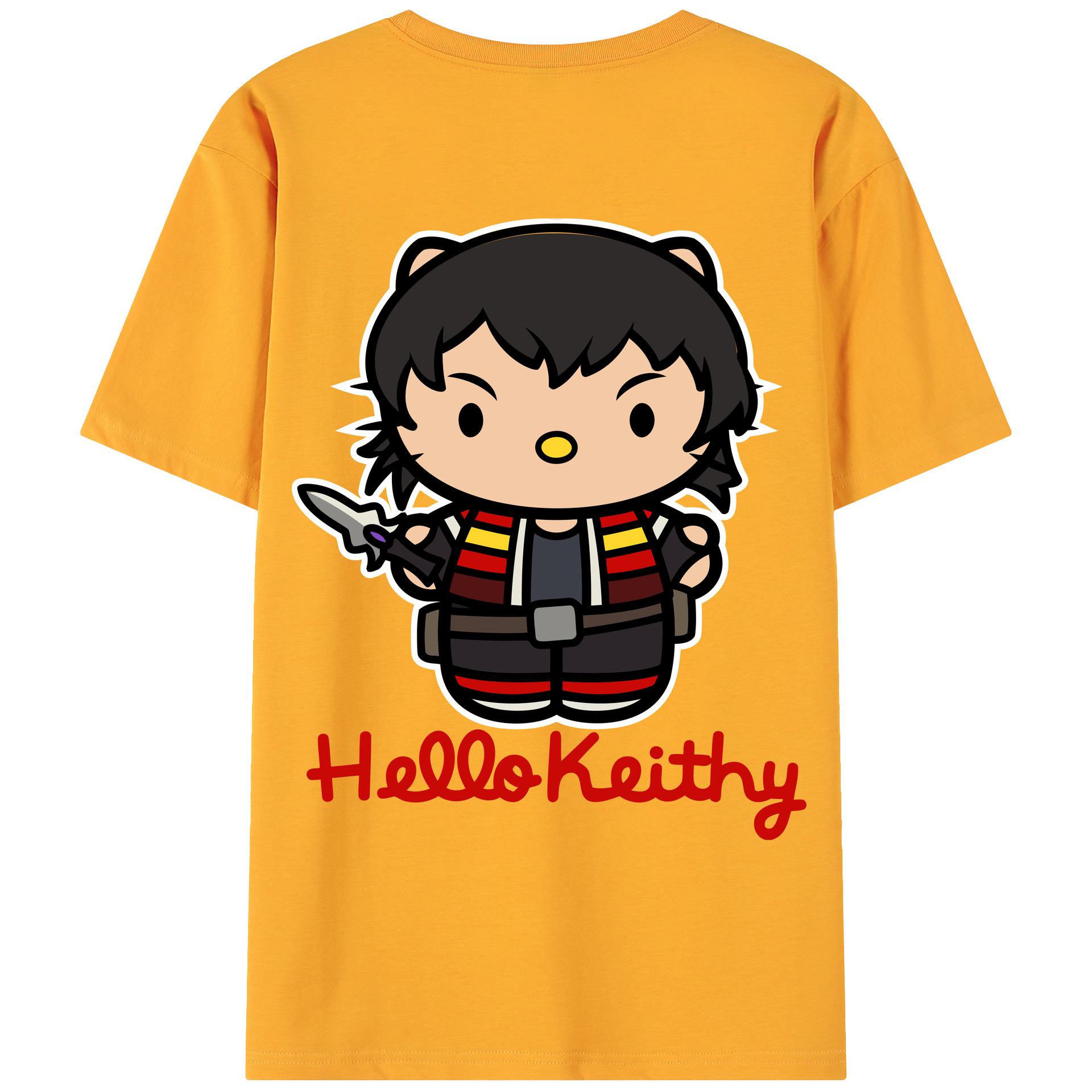 （画像用） Hello Kitty ハローキティ 綿100％ メンズ半袖Tシャツ（バックプリント） 通気性