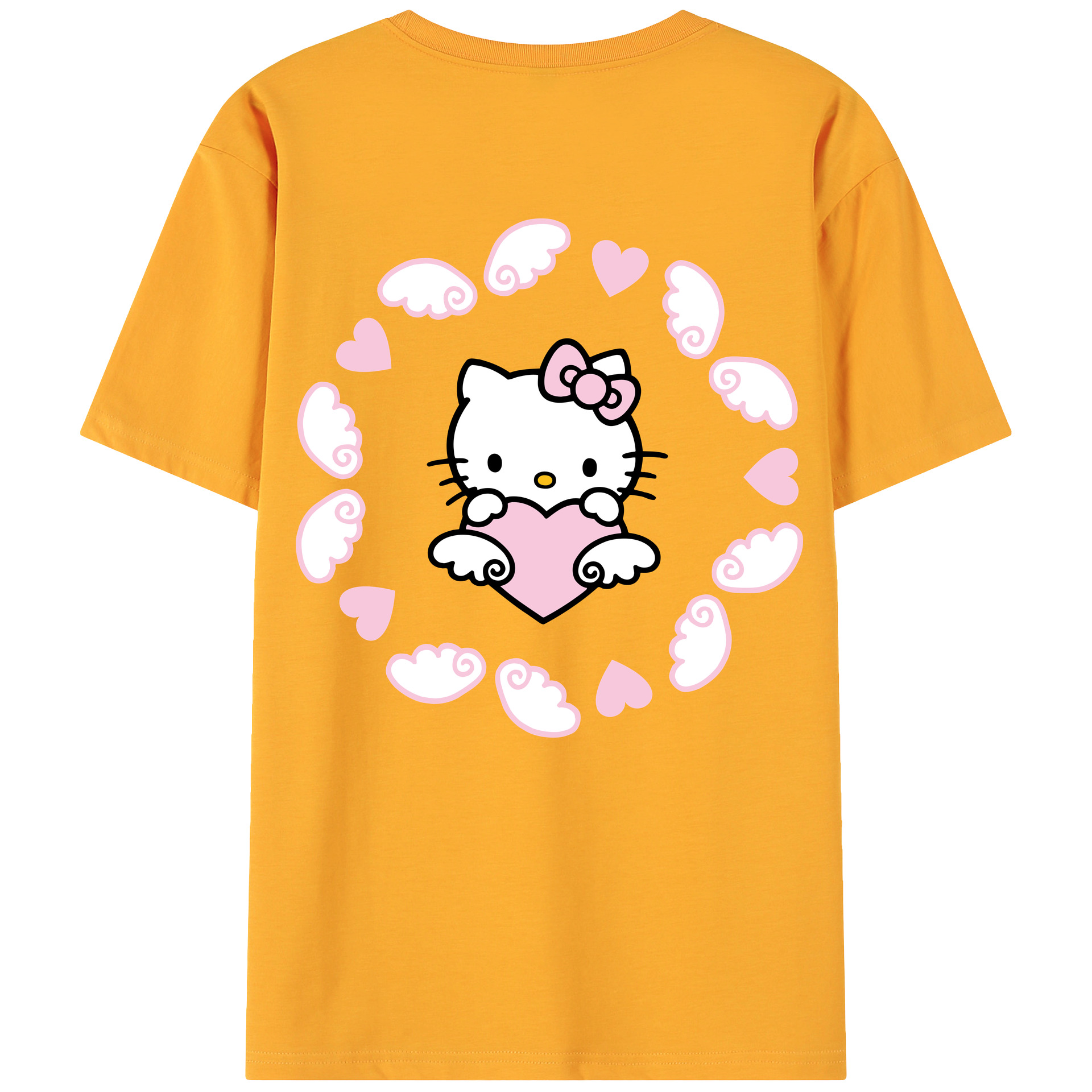 （画像用） Hello Kitty ハローキティ 綿100％ メンズ半袖Tシャツ（バックプリント） 通気性