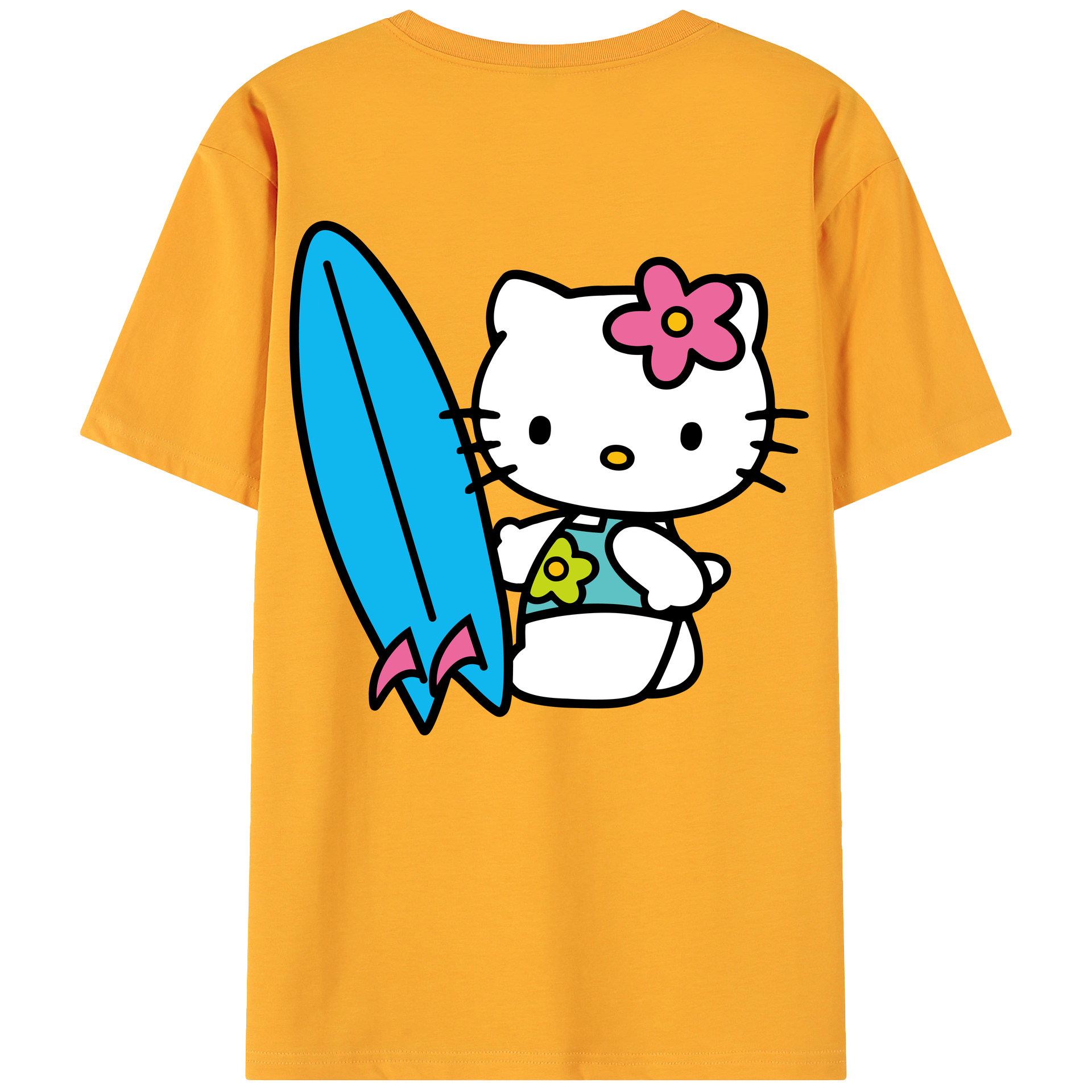 （画像用） Hello Kitty ハローキティ 綿100％ メンズ半袖Tシャツ（バックプリント） 通気性