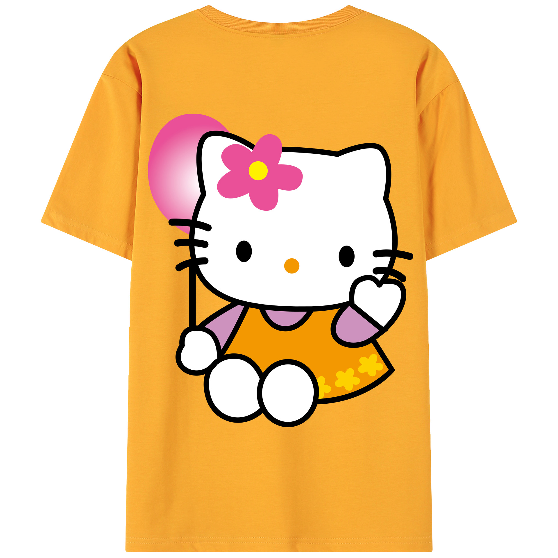 （画像用） Hello Kitty ハローキティ 綿100％ メンズ半袖Tシャツ（バックプリント） 通気性