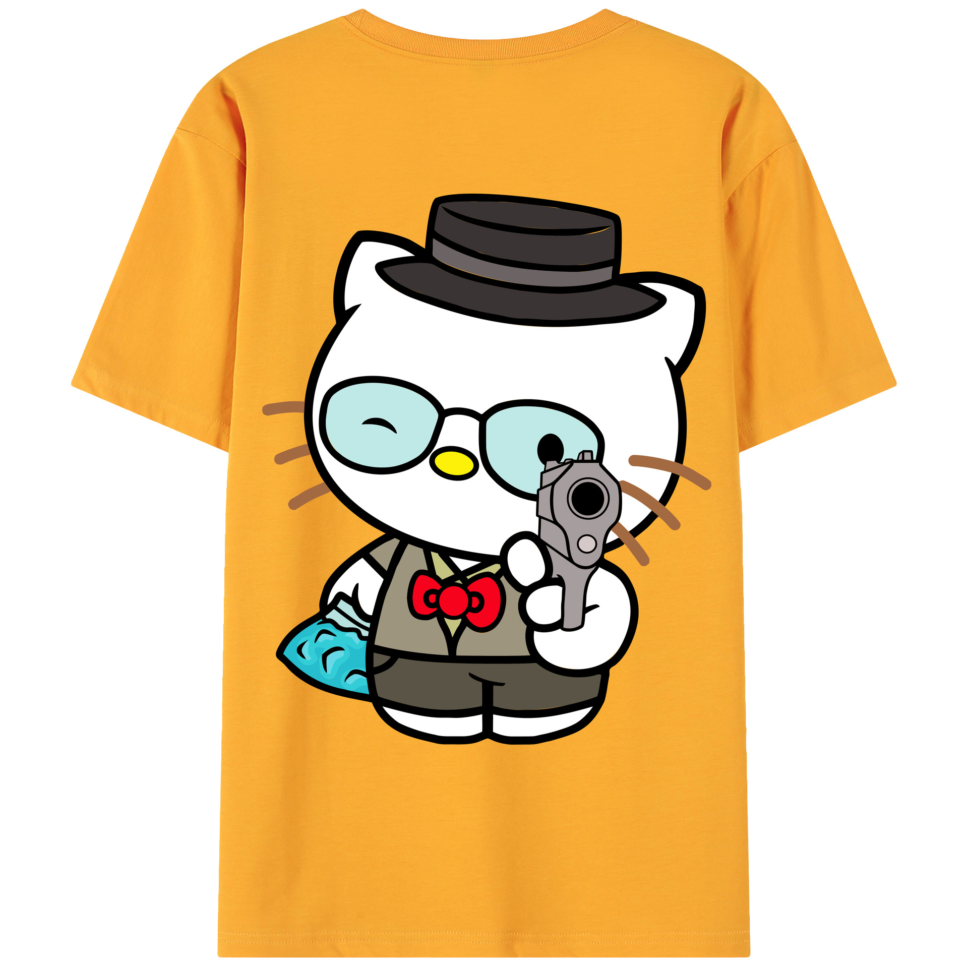 （画像用） Hello Kitty ハローキティ 綿100％ メンズ半袖Tシャツ（バックプリント） 通気性