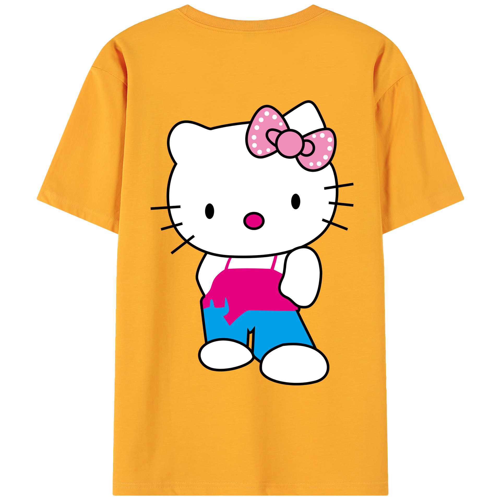 （画像用） Hello Kitty ハローキティ 綿100％ メンズ半袖Tシャツ（バックプリント） 通気性