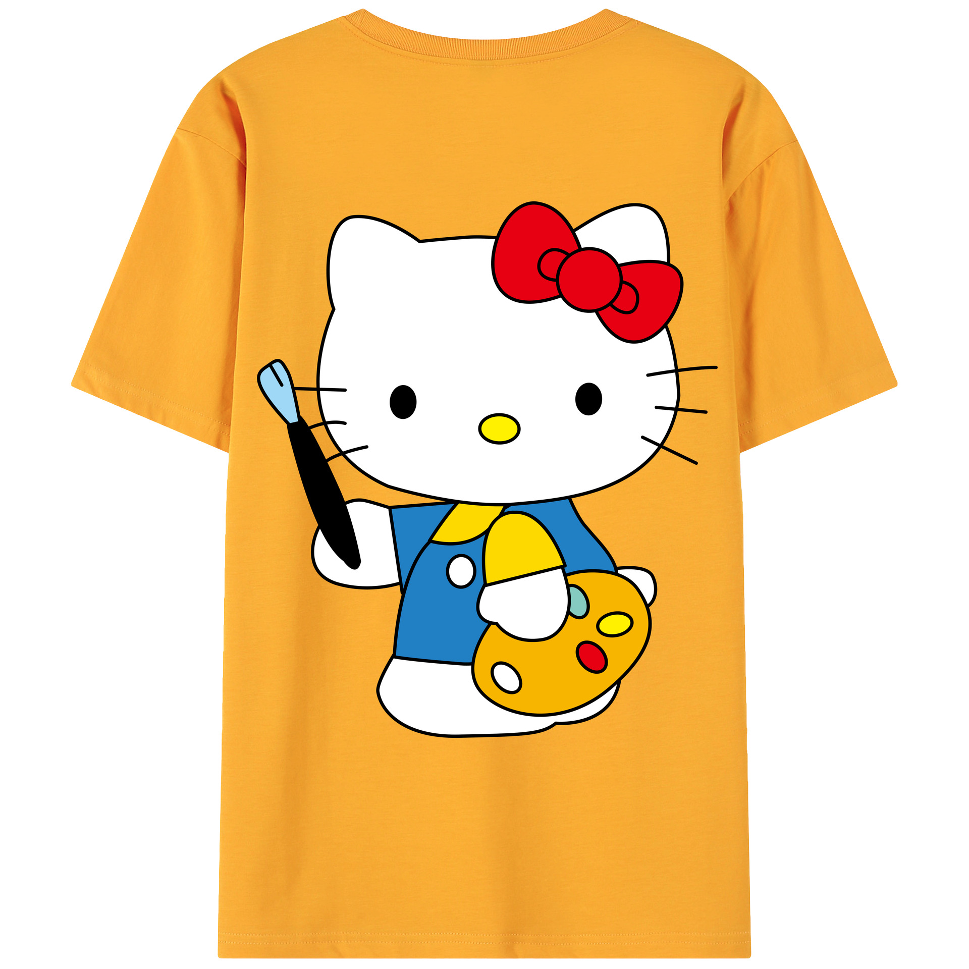 （画像用） Hello Kitty ハローキティ 綿100％ メンズ半袖Tシャツ（バックプリント） 通気性