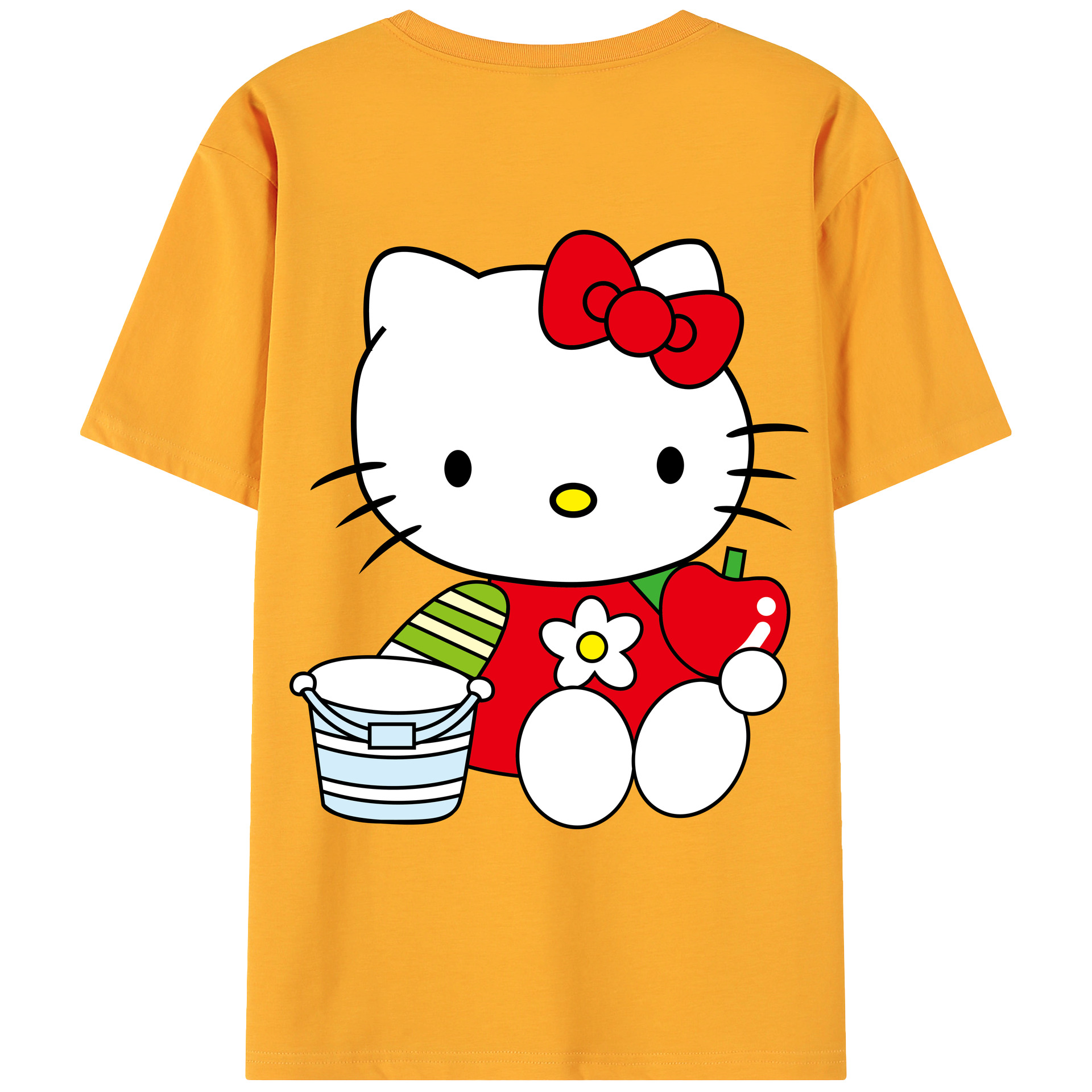 （画像用） Hello Kitty ハローキティ 綿100％ メンズ半袖Tシャツ（バックプリント） 通気性