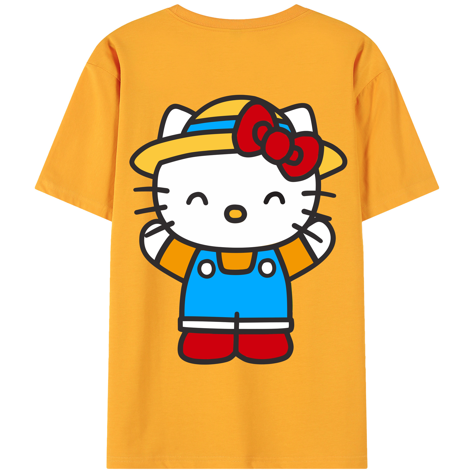 （画像用） Hello Kitty ハローキティ 綿100％ メンズ半袖Tシャツ（バックプリント） 通気性