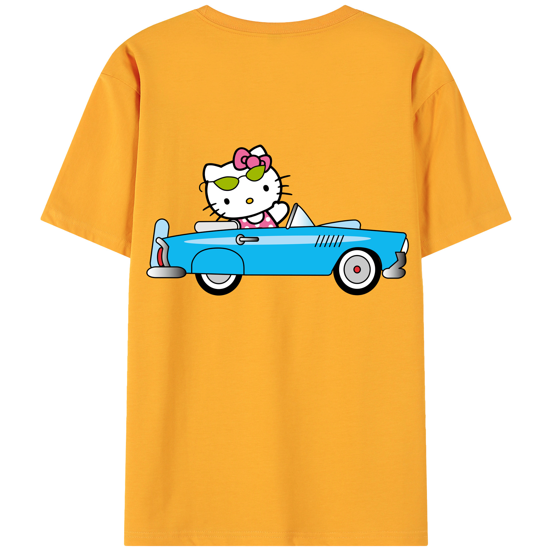 （画像用） Hello Kitty ハローキティ 綿100％ メンズ半袖Tシャツ（バックプリント） 通気性