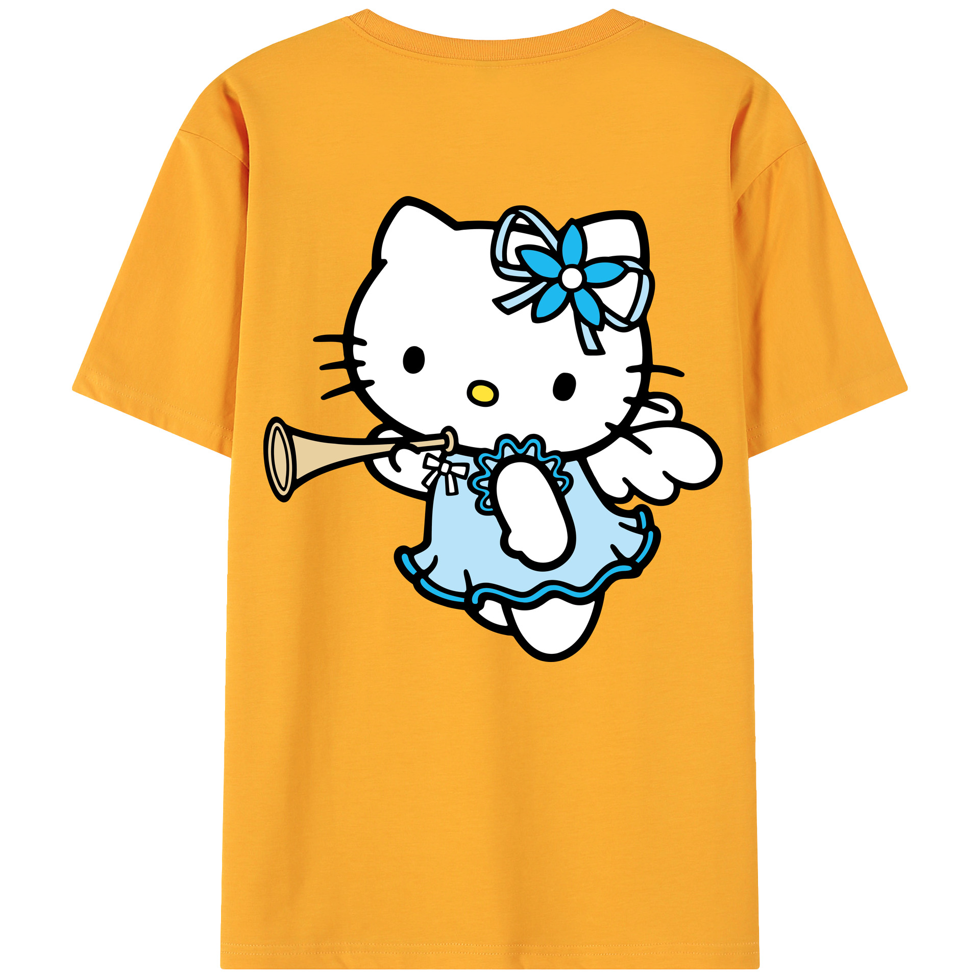 （画像用） Hello Kitty ハローキティ 綿100％ メンズ半袖Tシャツ（バックプリント） 通気性