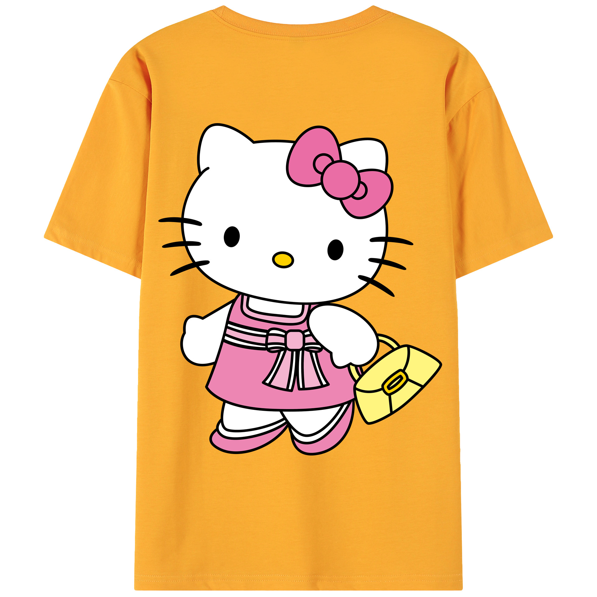 （画像用） Hello Kitty ハローキティ 綿100％ メンズ半袖Tシャツ（バックプリント） 通気性