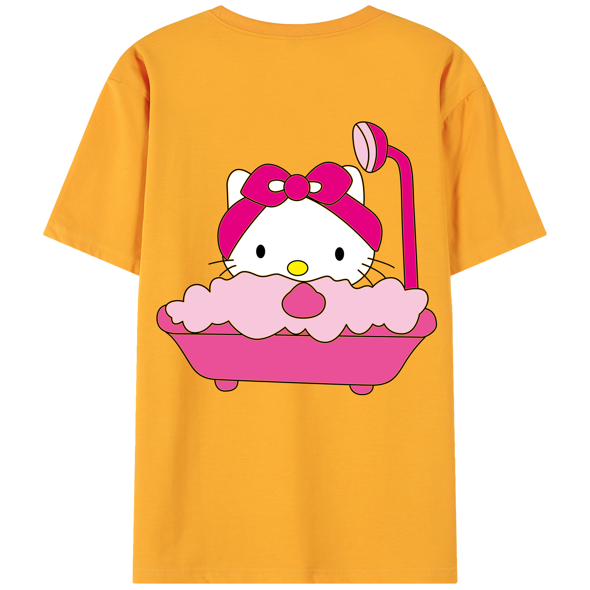 （画像用） Hello Kitty ハローキティ 綿100％ メンズ半袖Tシャツ（バックプリント） 通気性